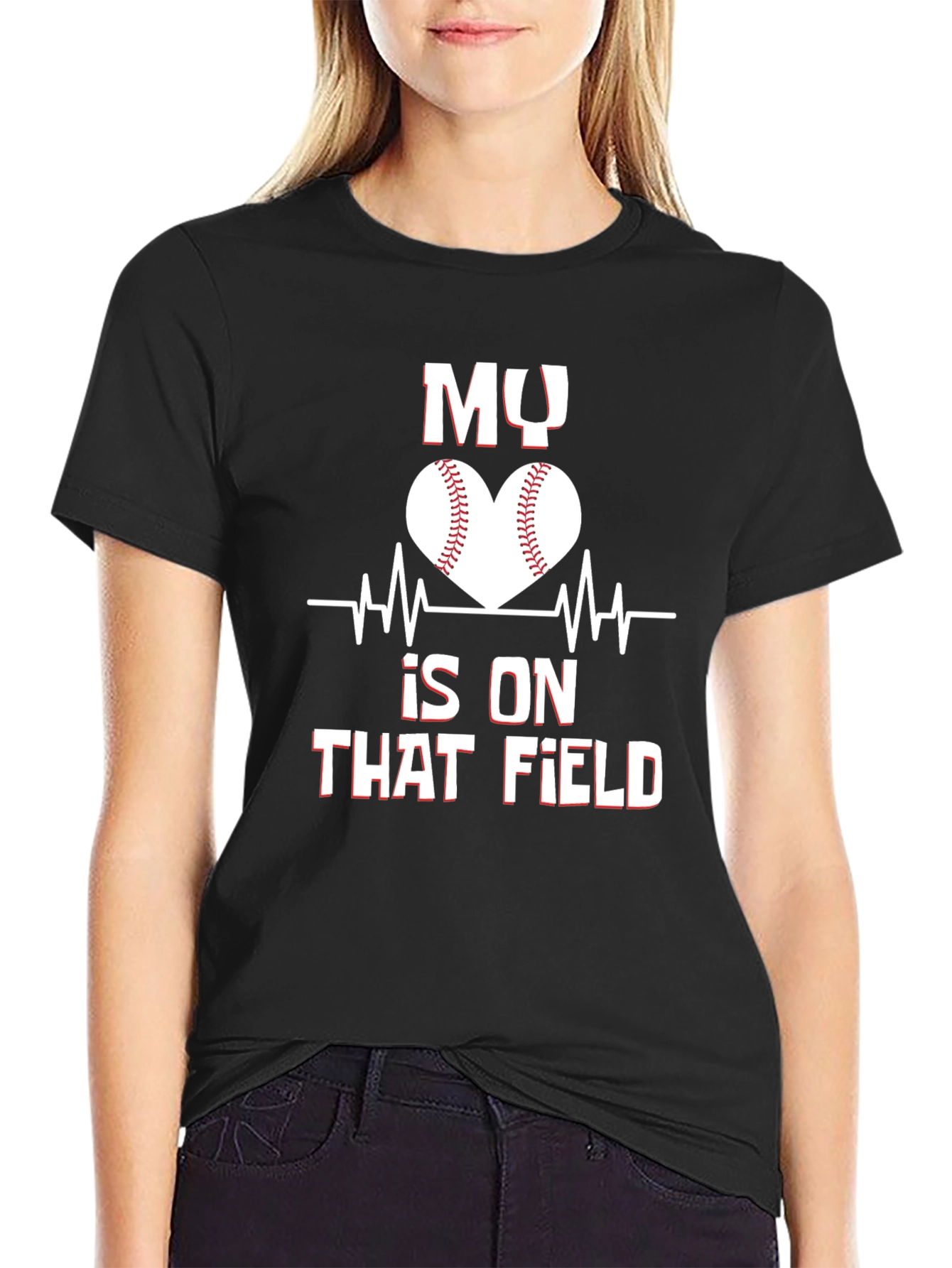 My Heart is on That Field Baseball Graphic Tee