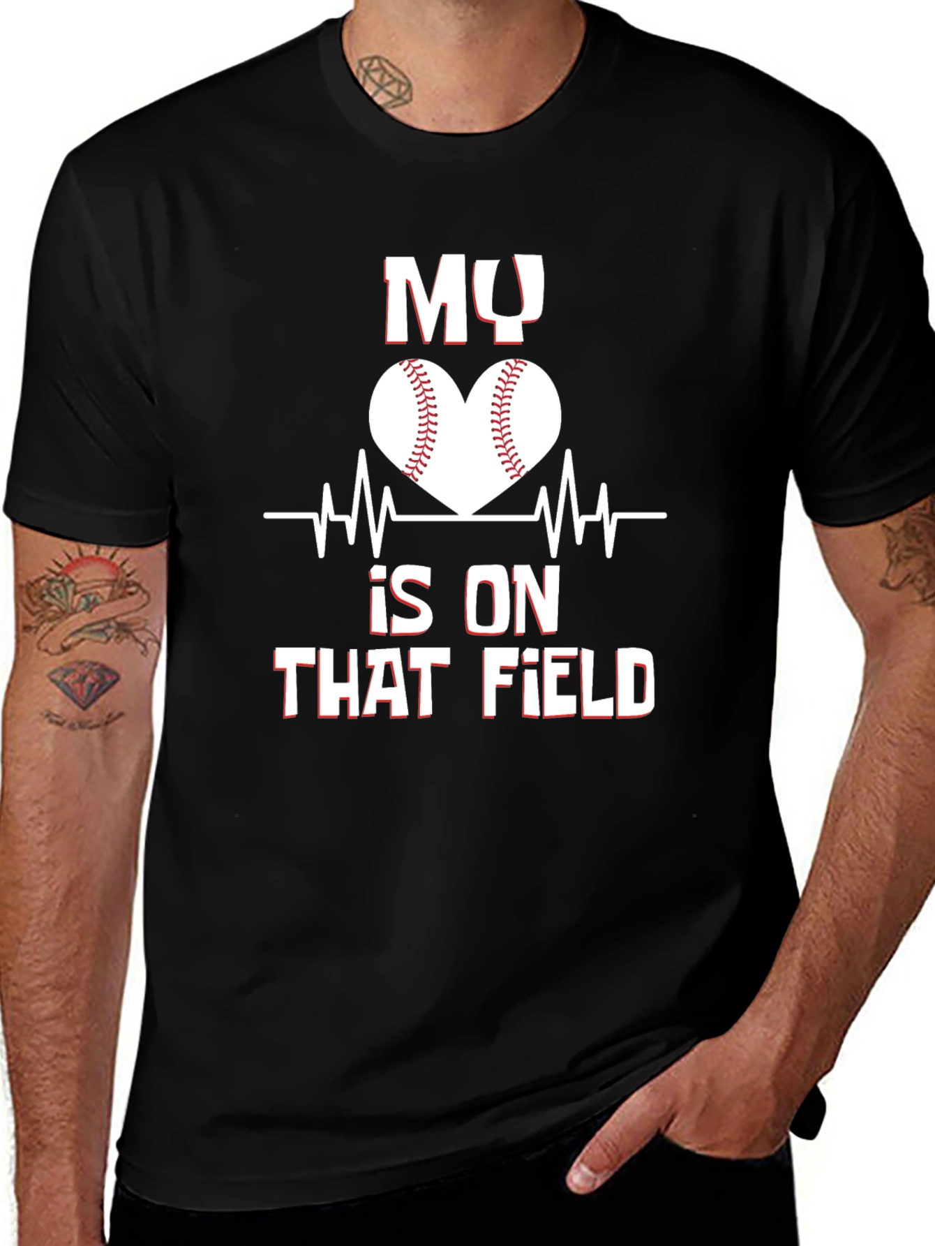 My Heart is on That Field Baseball Graphic Tee