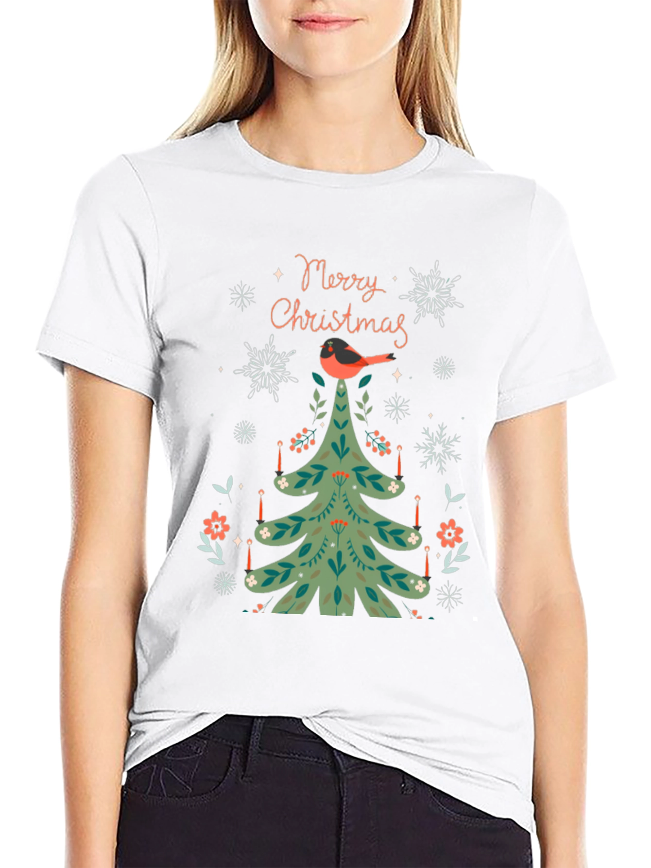 Festive Christmas Tree Bird T-Shirt