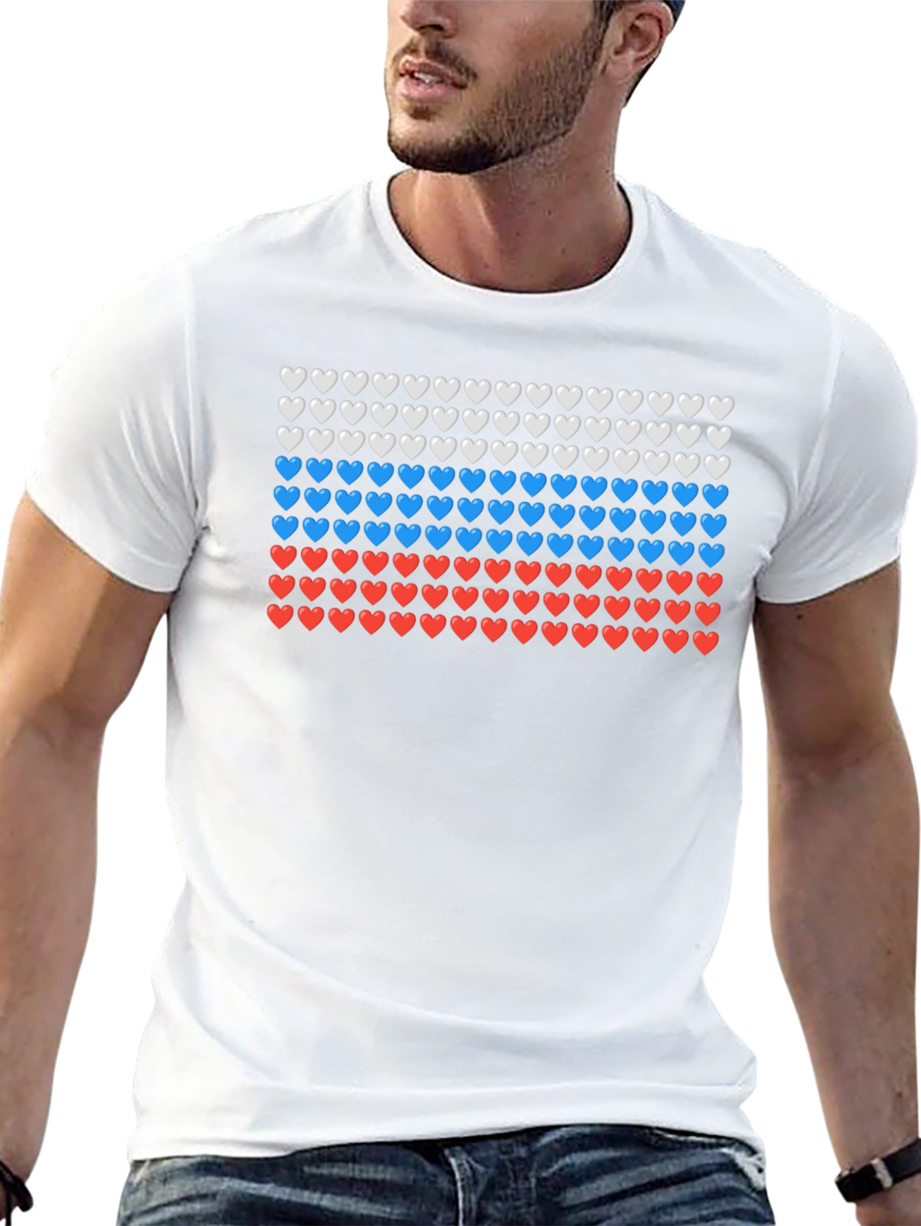 Russian Flag Heart T-Shirt - Mens Short Sleeve
