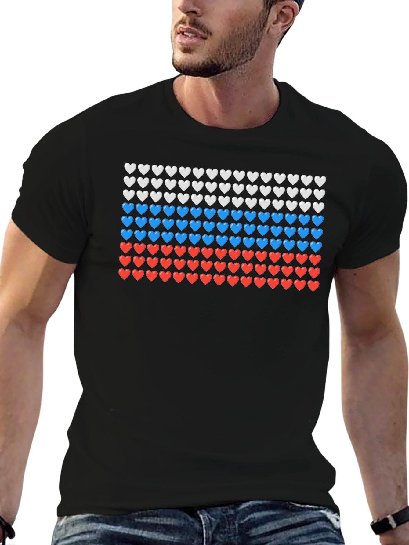 Russian Flag Heart T-Shirt - Mens Short Sleeve