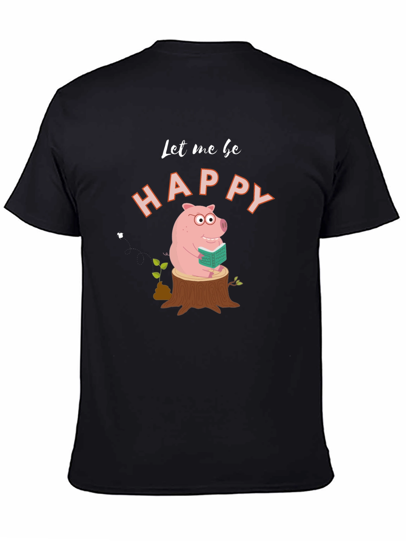 Happy Pig Reading on Stump - Graphic Tee
