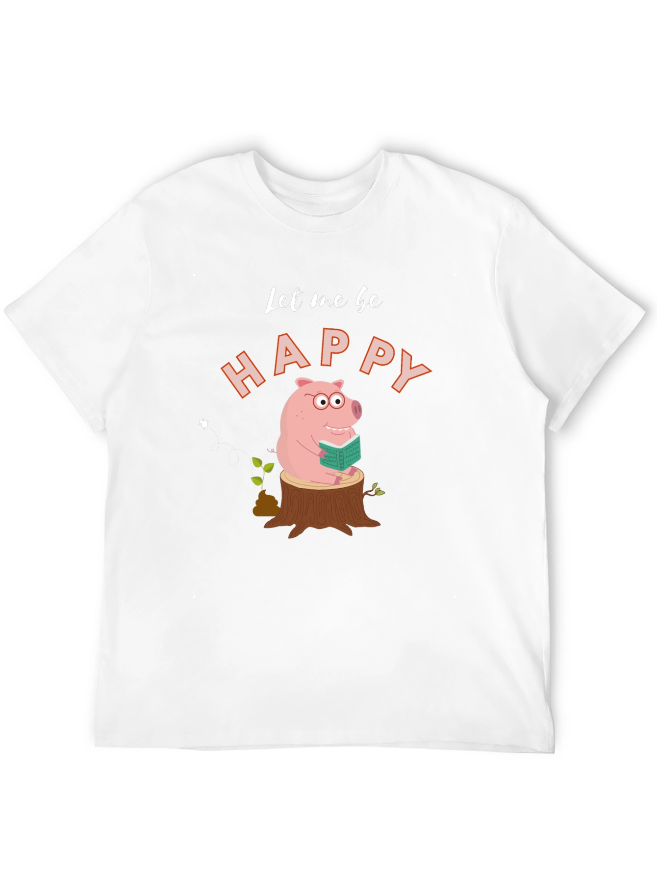 Happy Pig Reading on Stump - Graphic Tee