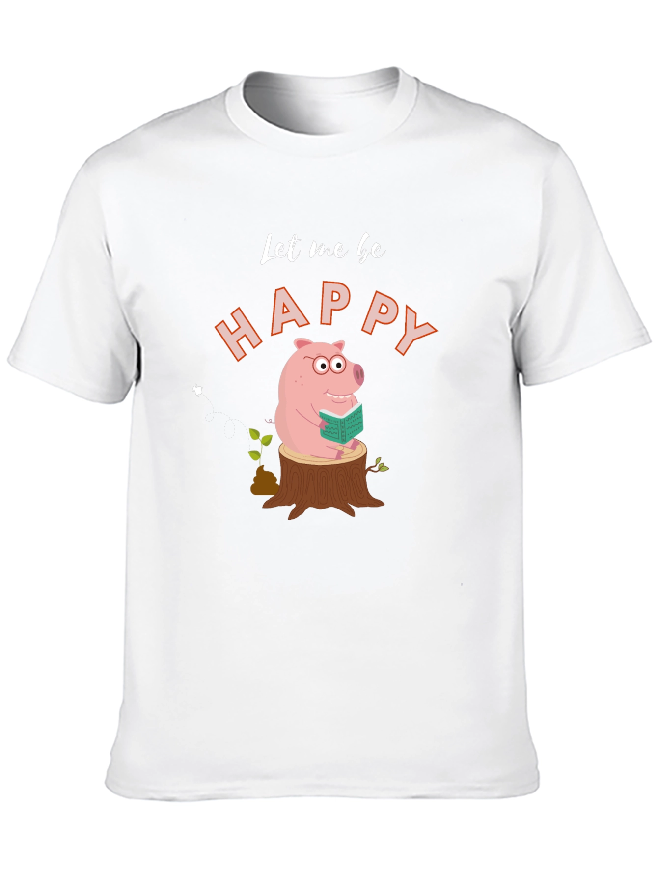 Happy Pig Reading on Stump - Graphic Tee