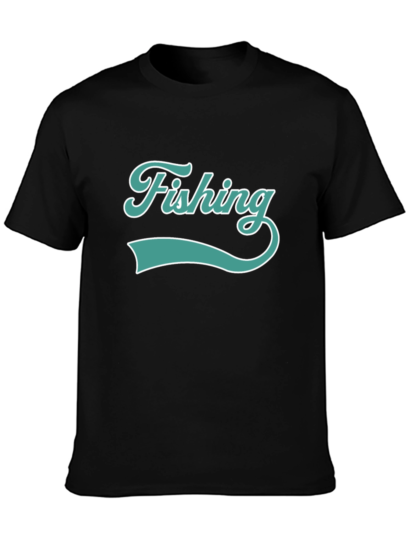 Fishing Graphic Print Mens T-Shirt - Black