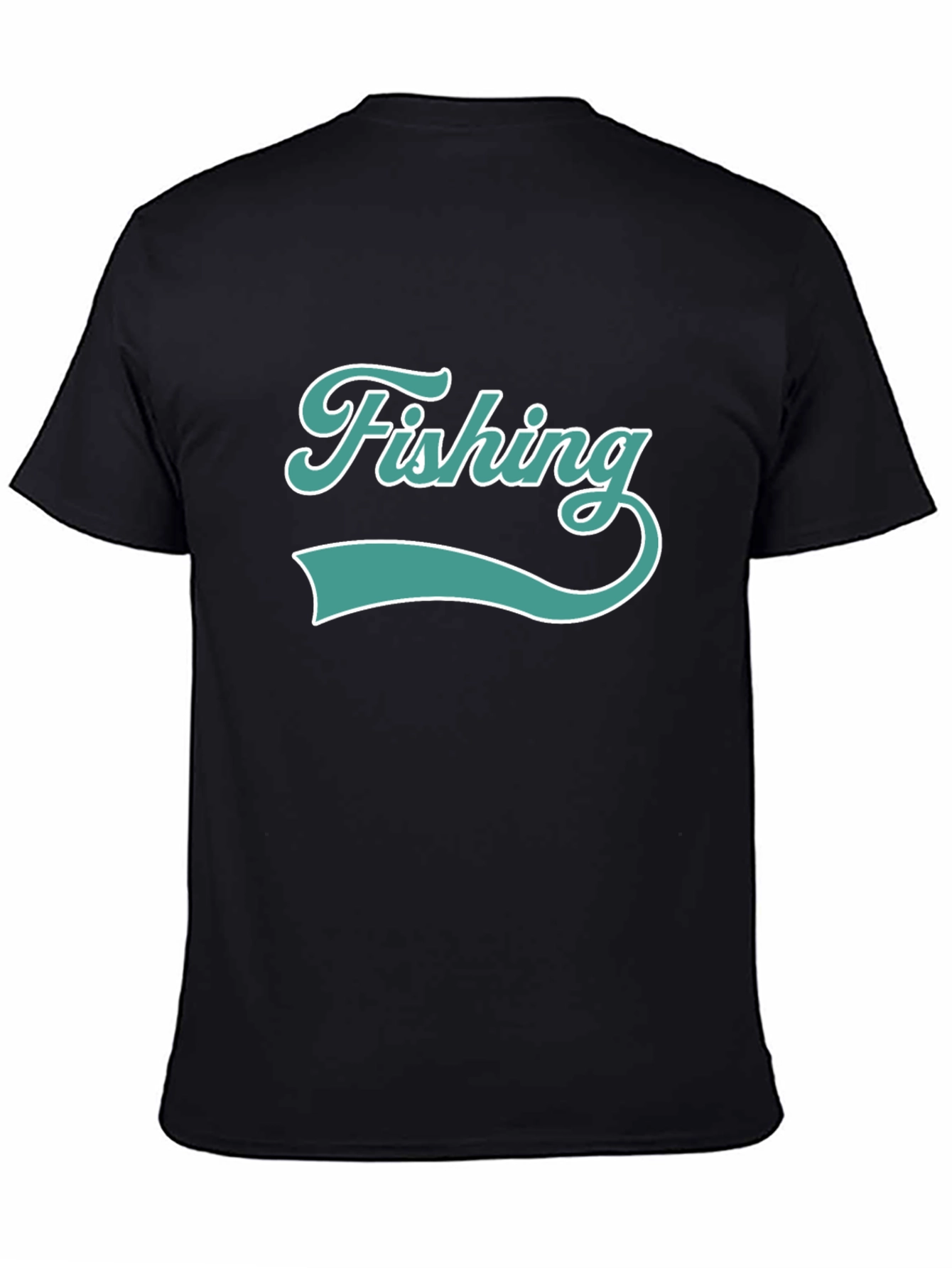 Fishing Graphic Print Mens T-Shirt - Black