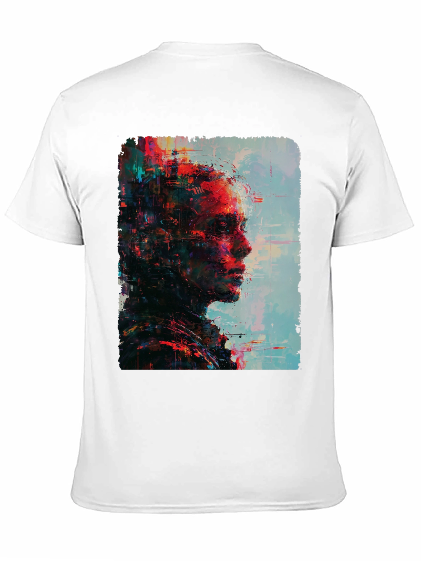 Abstract Portrait Graphic Print Mens Black T-Shirt