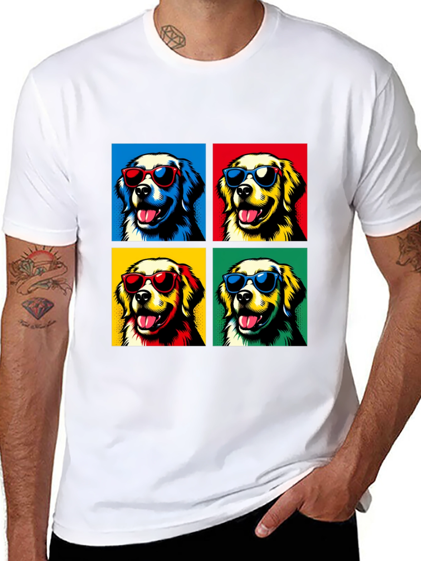 Cool Dog Pop Art Graphic Tee - Black