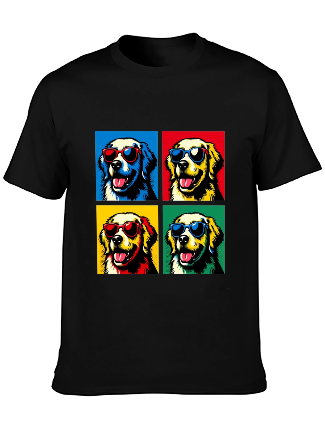 Cool Dog Pop Art Graphic Tee - Black