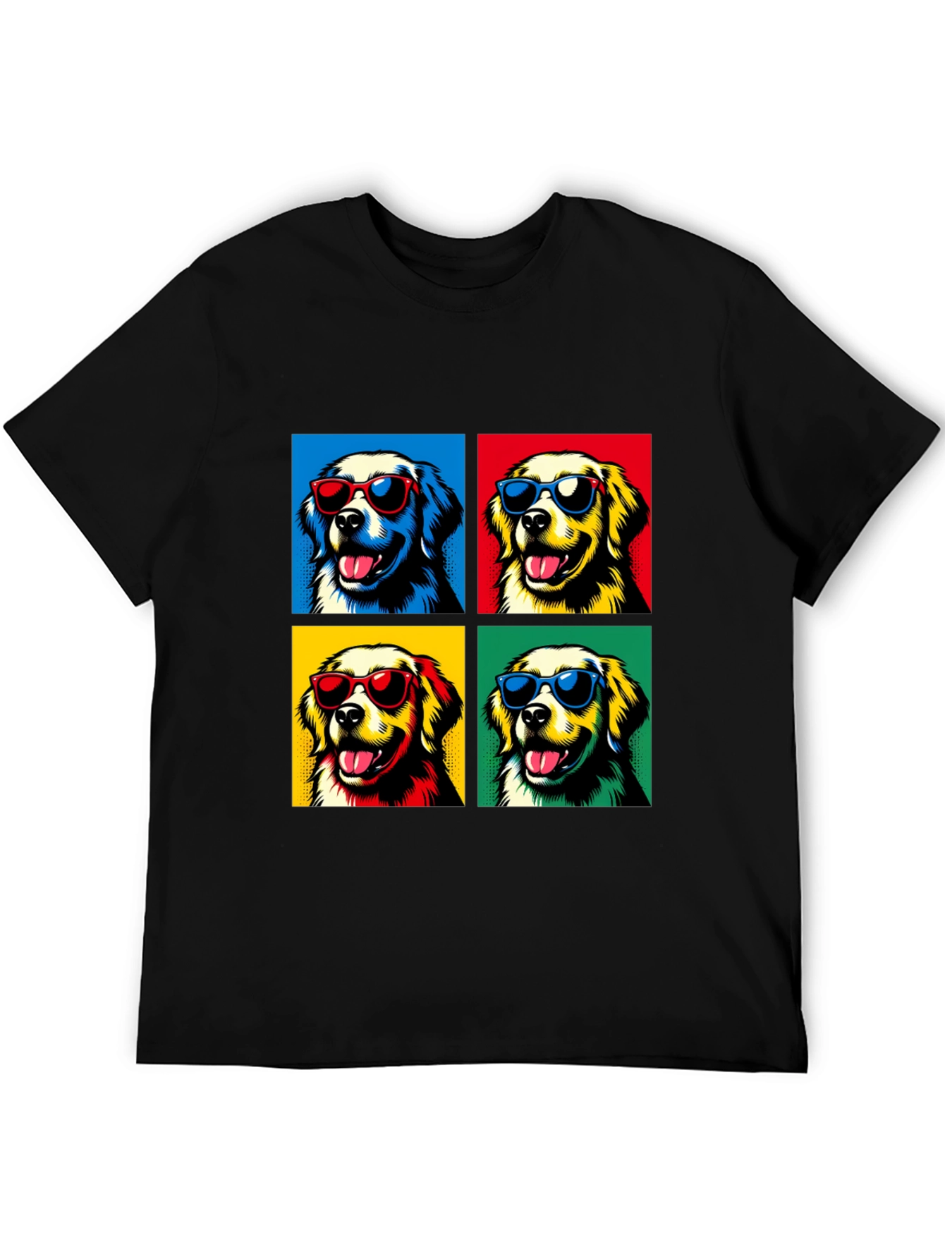 Cool Dog Pop Art Graphic Tee - Black
