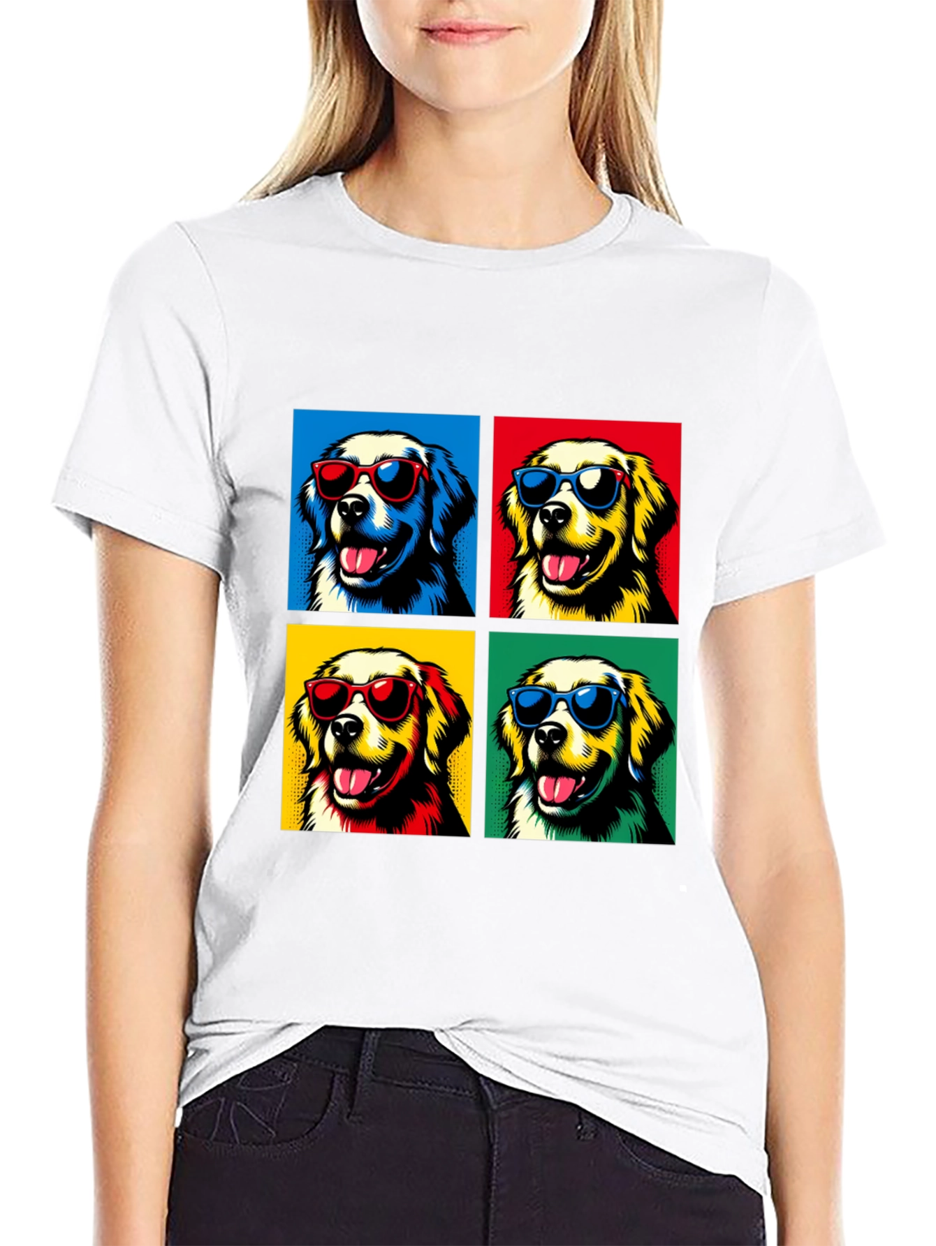 Cool Dog Pop Art Graphic Tee - Black