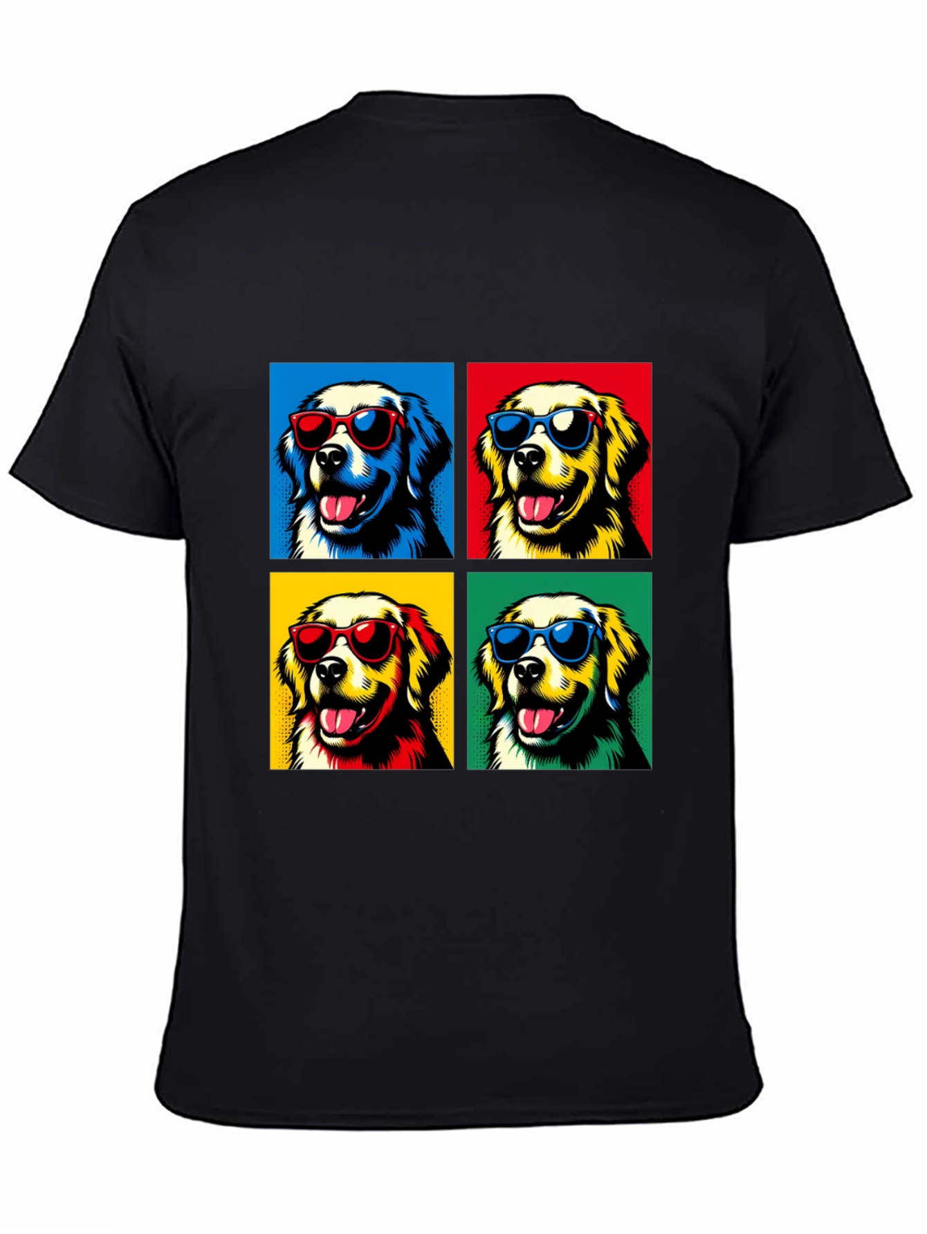 Cool Dog Pop Art Graphic Tee - Black