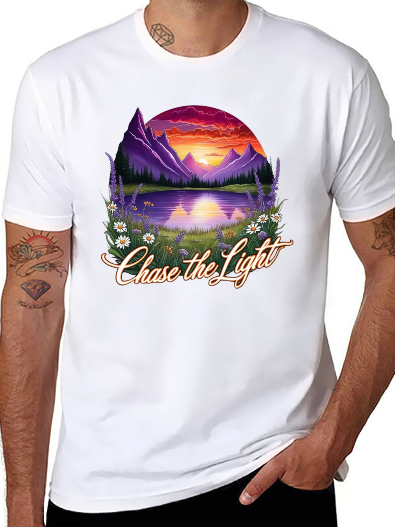 Chase the Light Graphic T-Shirt - Mountain Lake Sunset