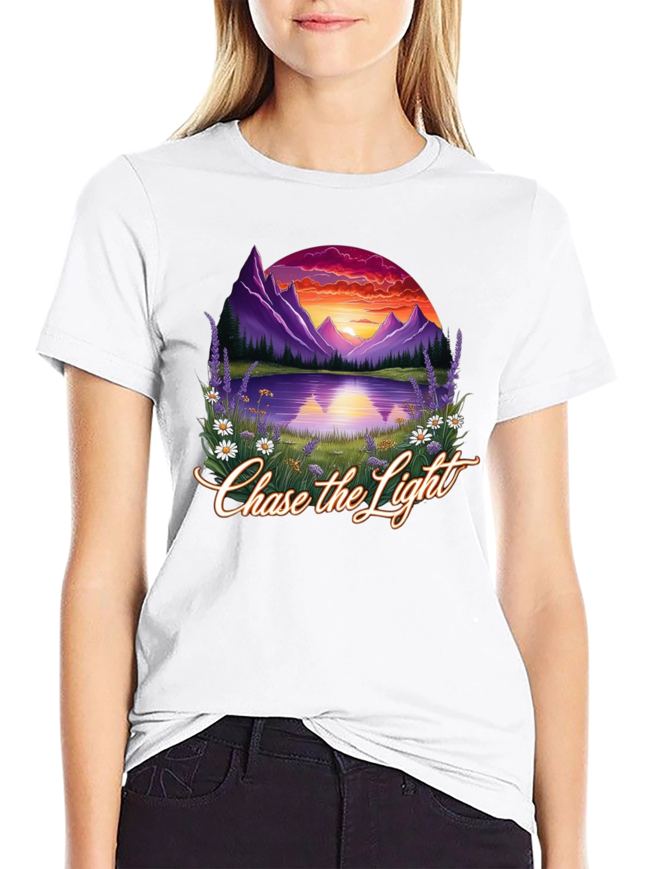 Chase the Light Graphic T-Shirt - Mountain Lake Sunset