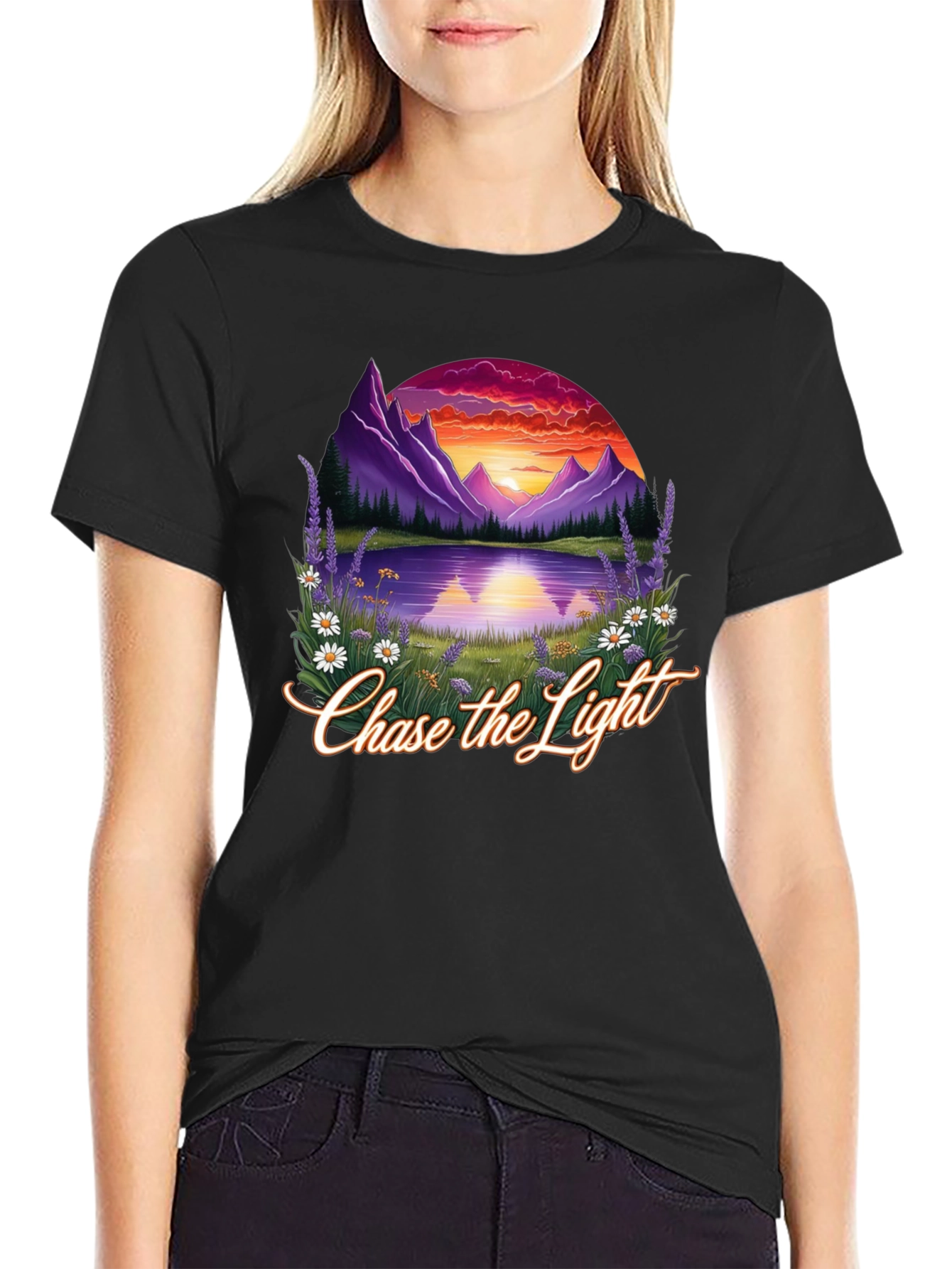 Chase the Light Graphic T-Shirt - Mountain Lake Sunset