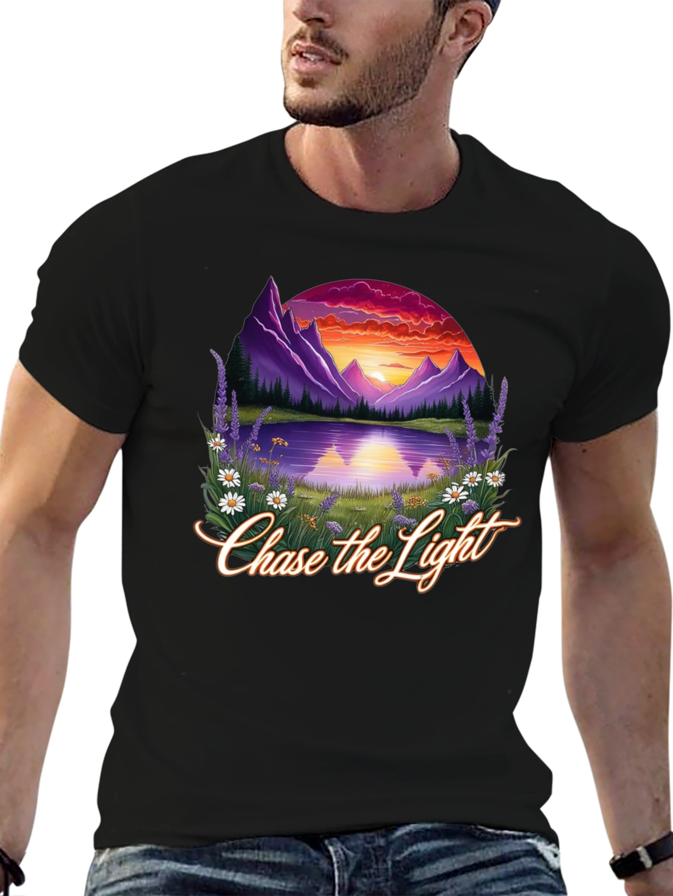 Chase the Light Graphic T-Shirt - Mountain Lake Sunset