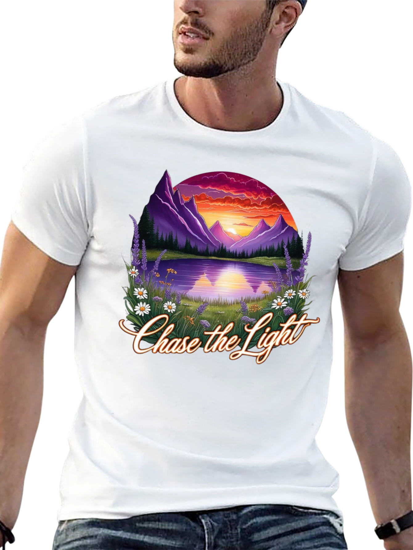 Chase the Light Graphic T-Shirt - Mountain Lake Sunset