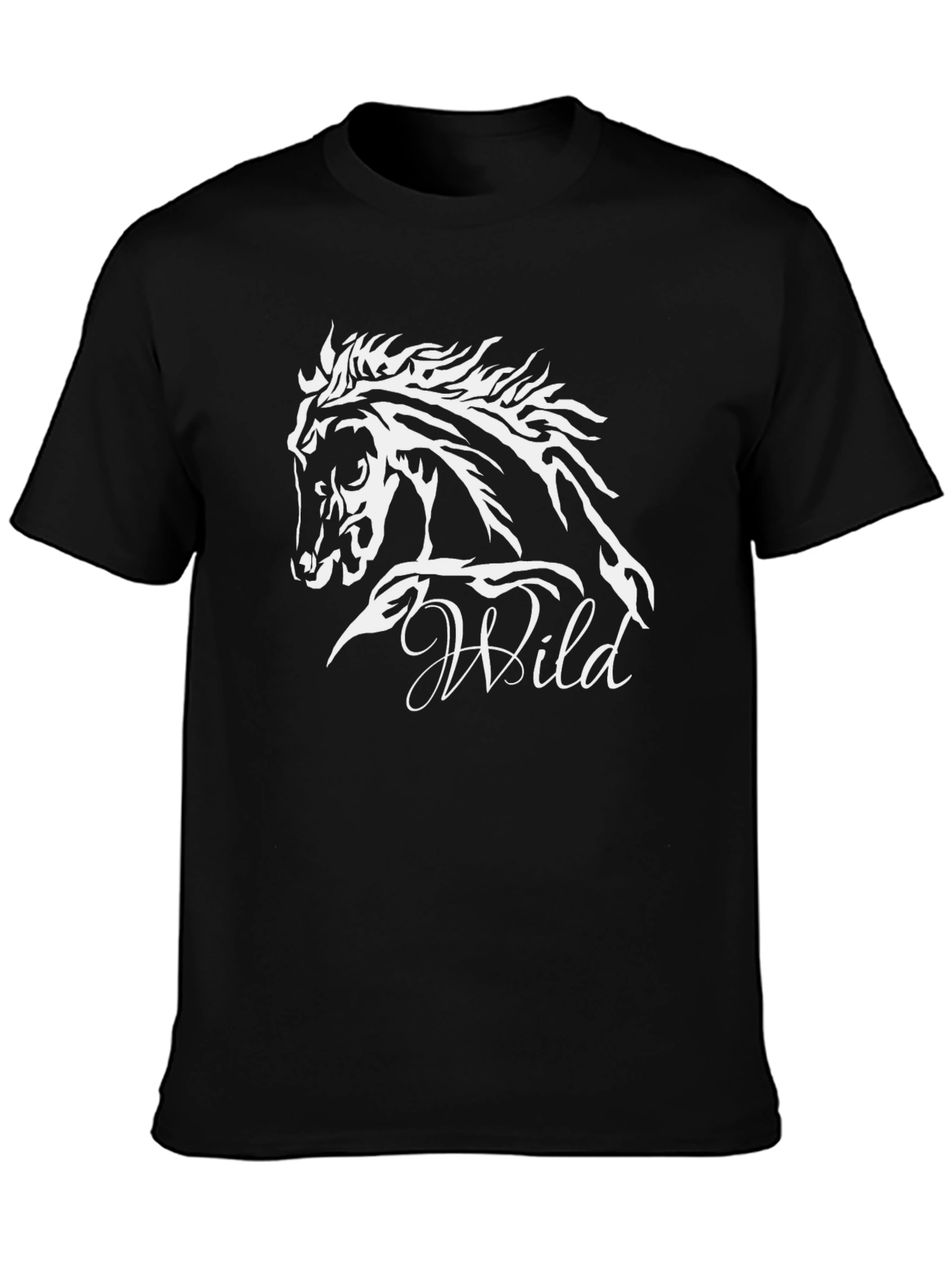 Wild Horse Graphic Tee - Black Cotton T-Shirt