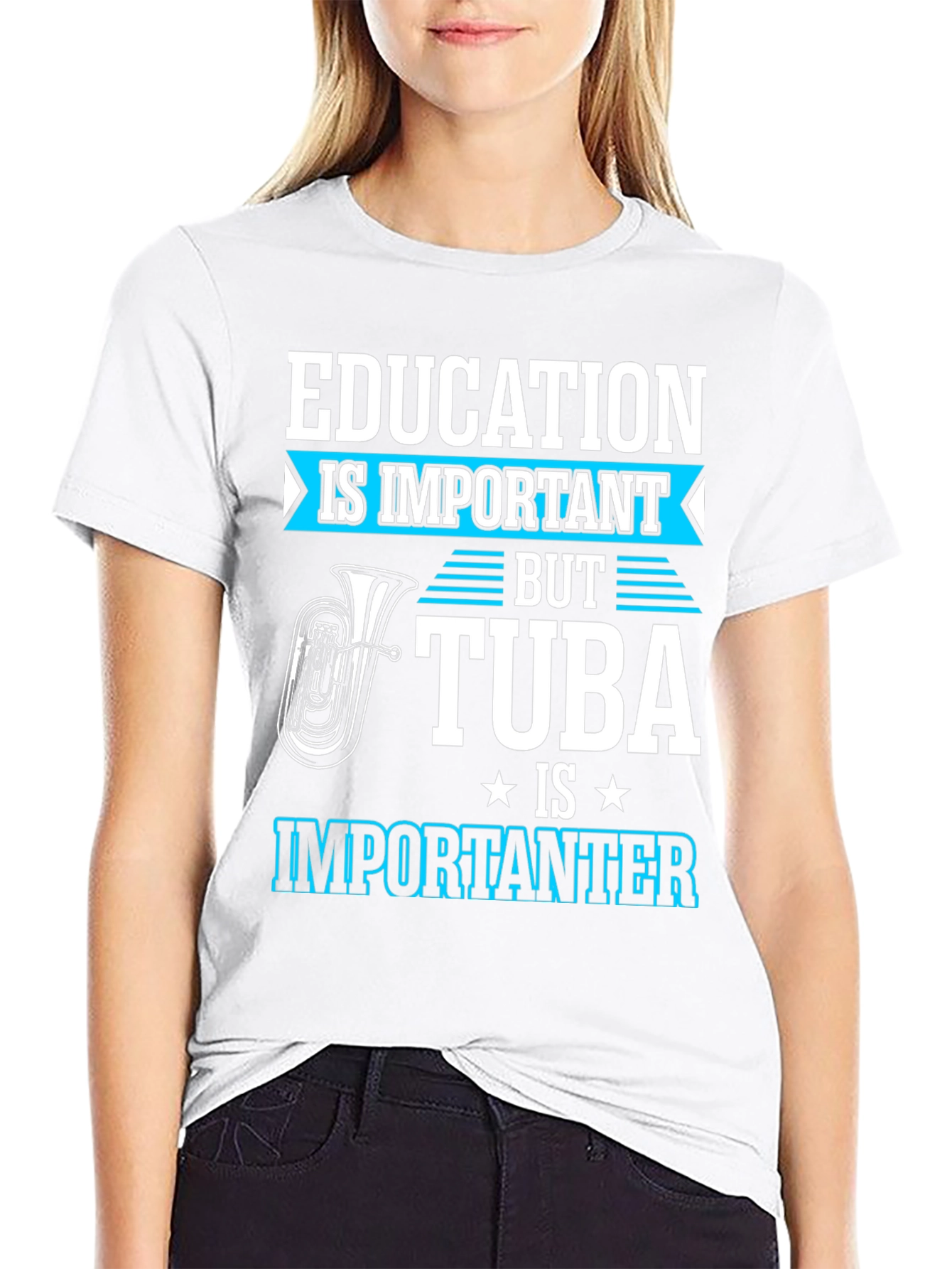 Education vs Tuba Funny Graphic Tee