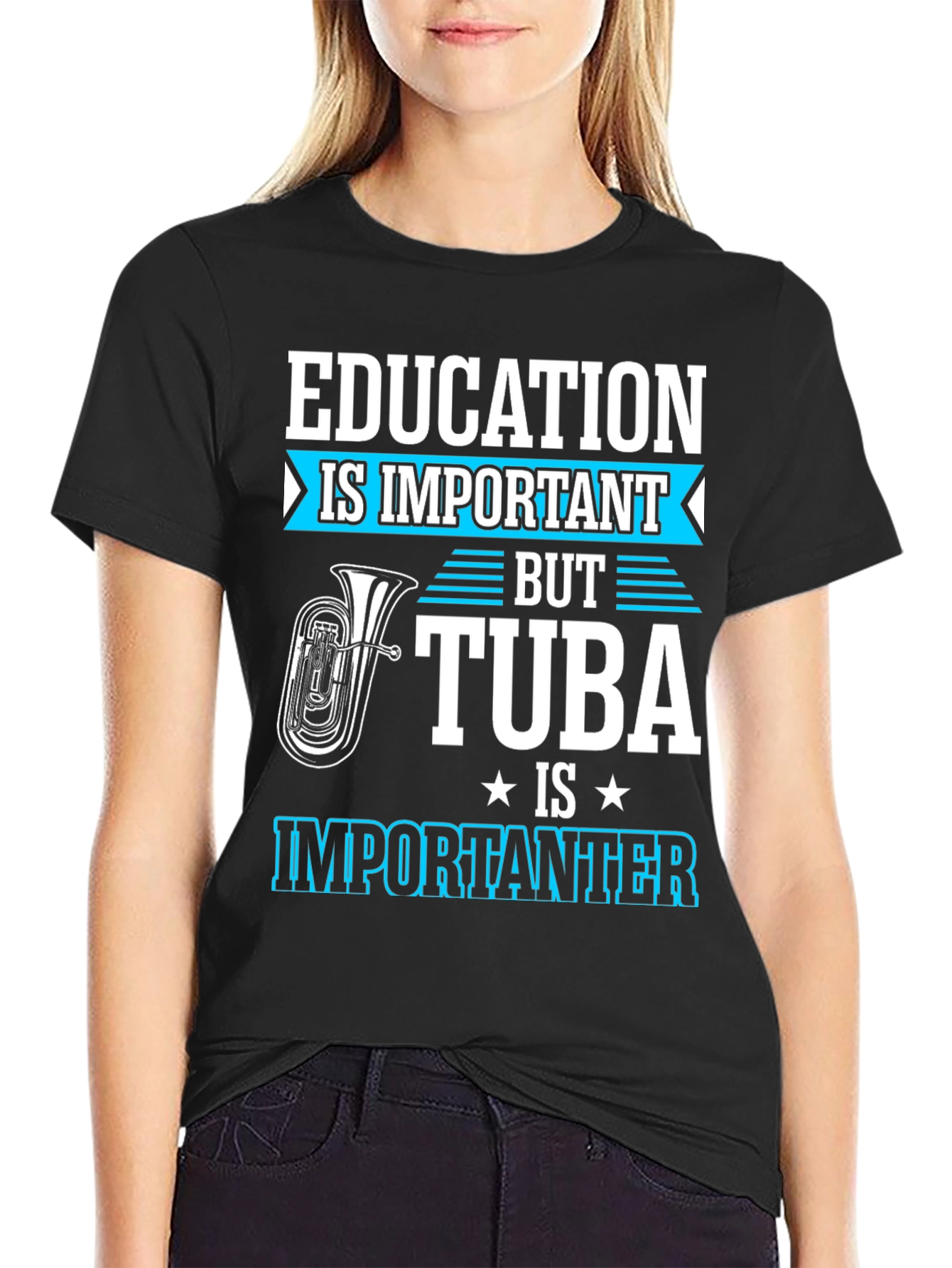Education vs Tuba Funny Graphic Tee