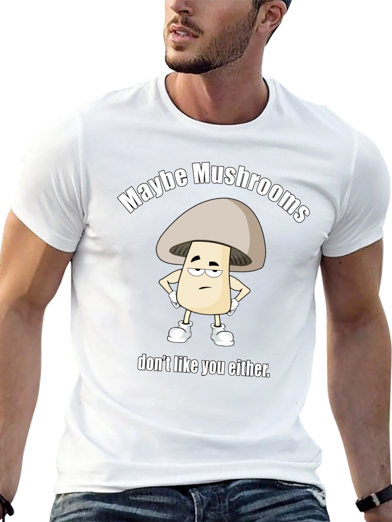 Funny Mushroom Graphic T-Shirt Unisex Black Tee