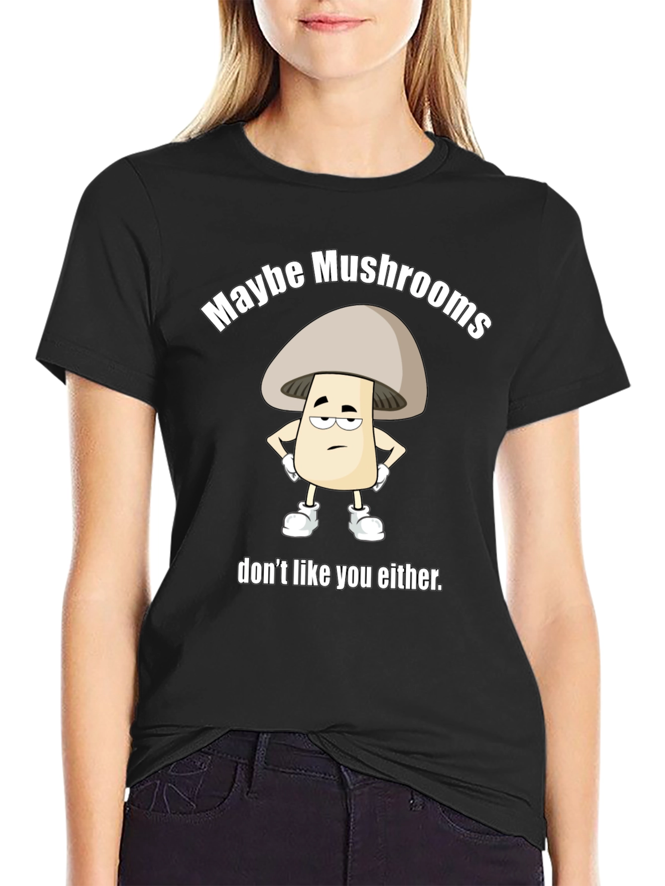 Funny Mushroom Graphic T-Shirt Unisex Black Tee