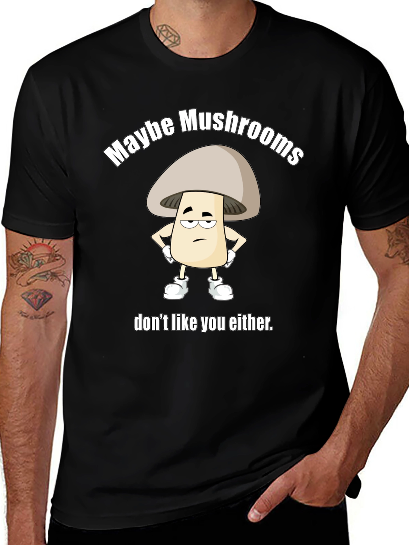 Funny Mushroom Graphic T-Shirt Unisex Black Tee