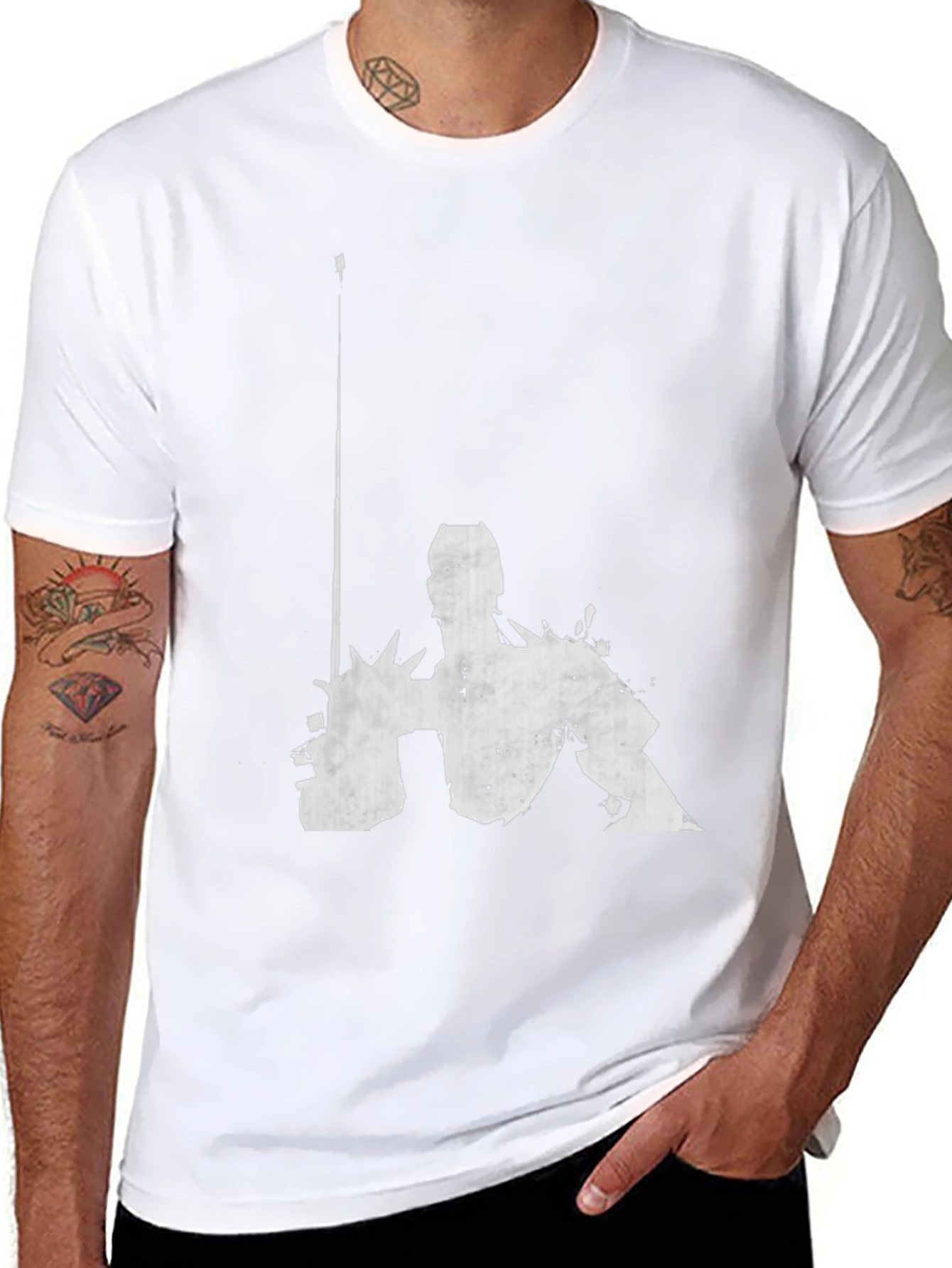 Graphic Black T-Shirt - Abstract Figure Design