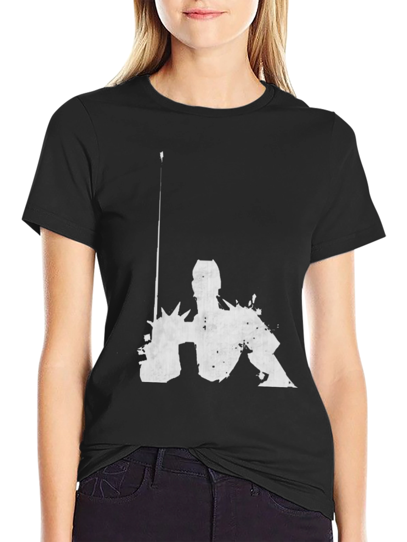 Graphic Black T-Shirt - Abstract Figure Design