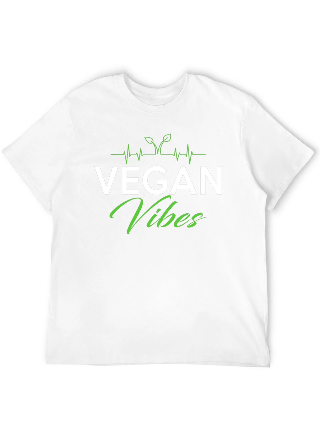 Vegan Vibes Black T-Shirt - Heartbeat Plant Design