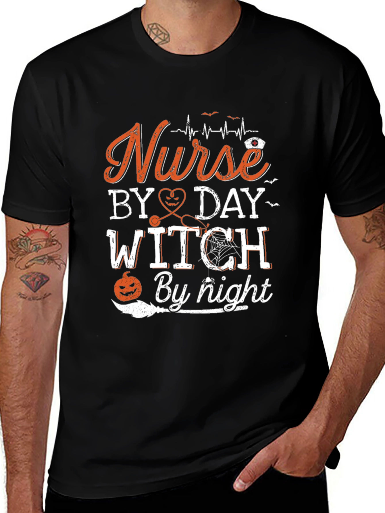 Nurse By Day Witch By Night Halloween T-Shirt