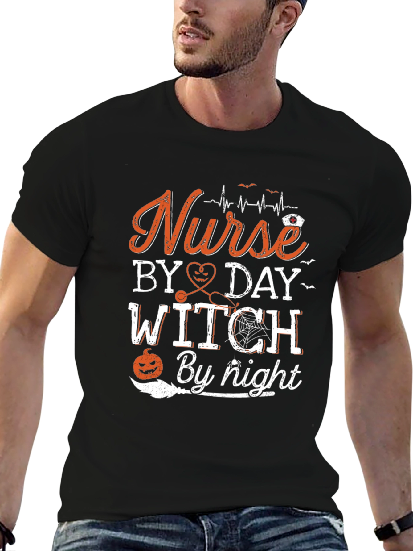 Nurse By Day Witch By Night Halloween T-Shirt