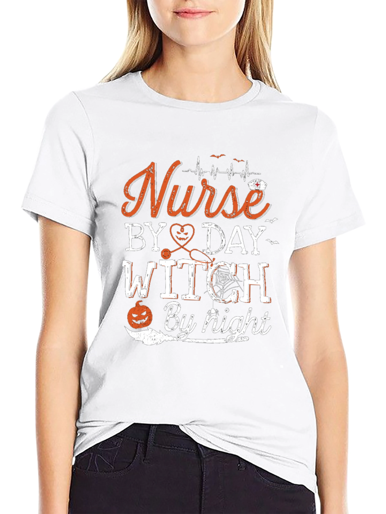 Nurse By Day Witch By Night Halloween T-Shirt