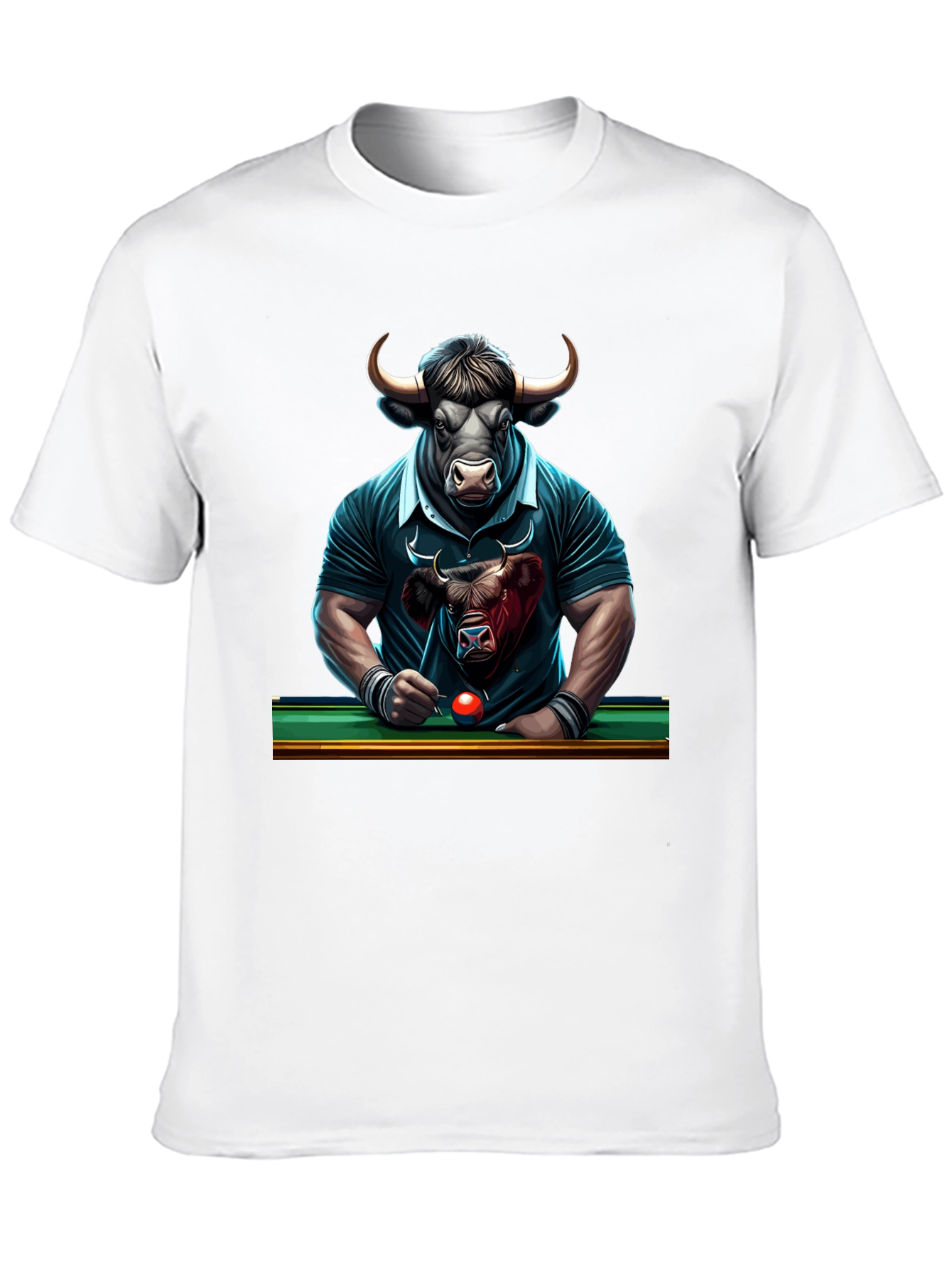 Bull Pool Player Graphic T-Shirt