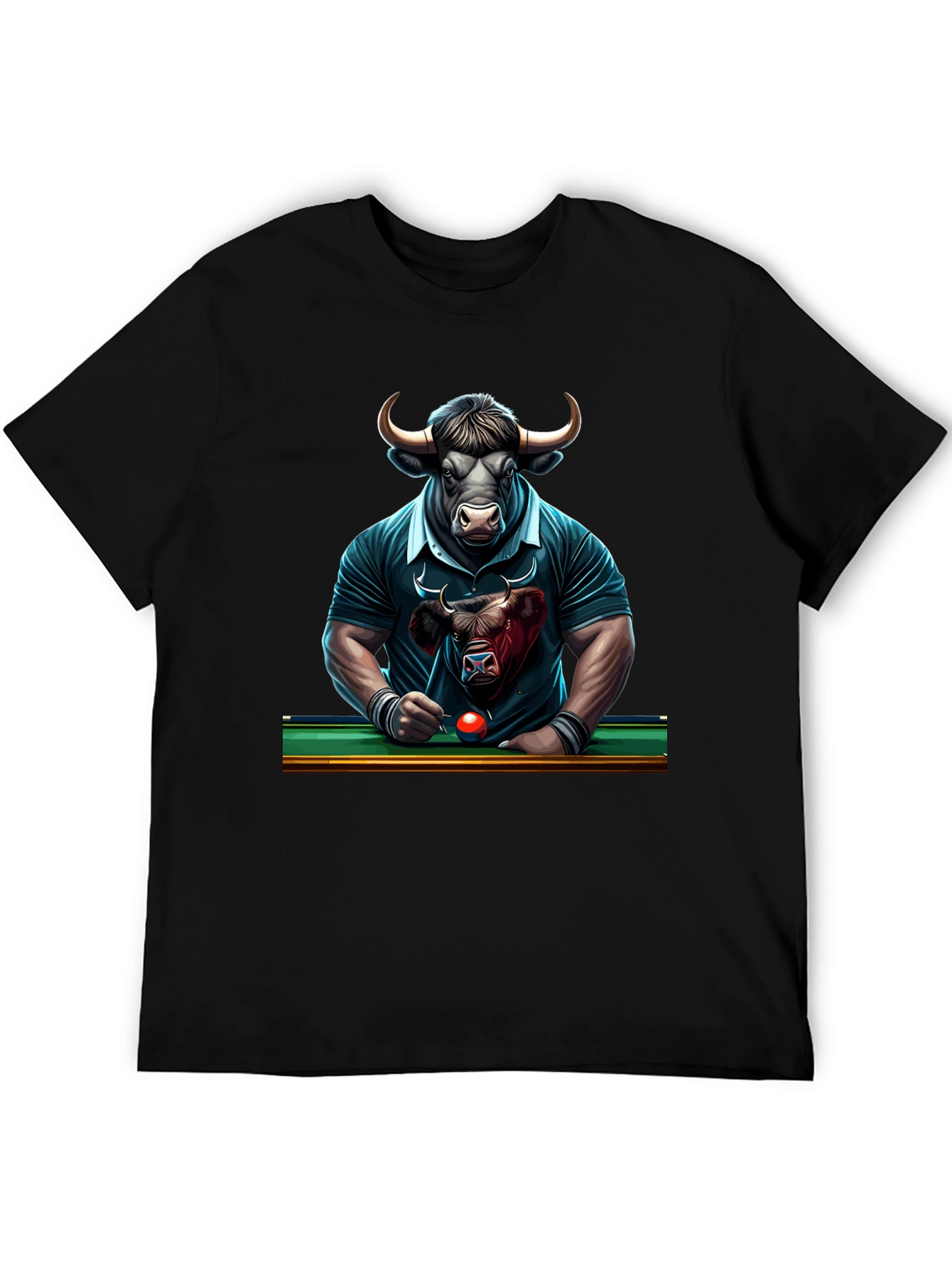 Bull Pool Player Graphic T-Shirt