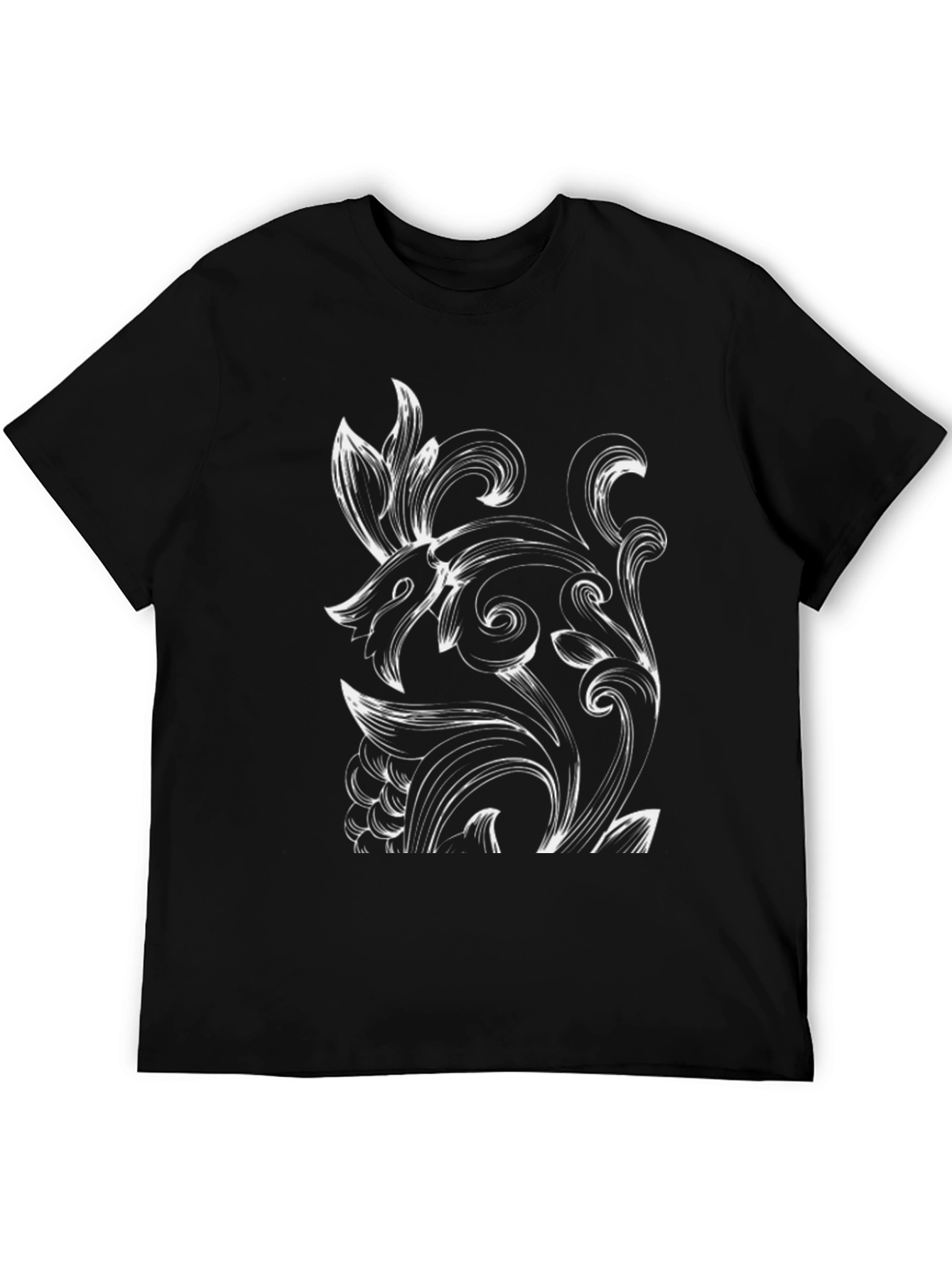 Abstract Wolf Graphic Print Black T-Shirt