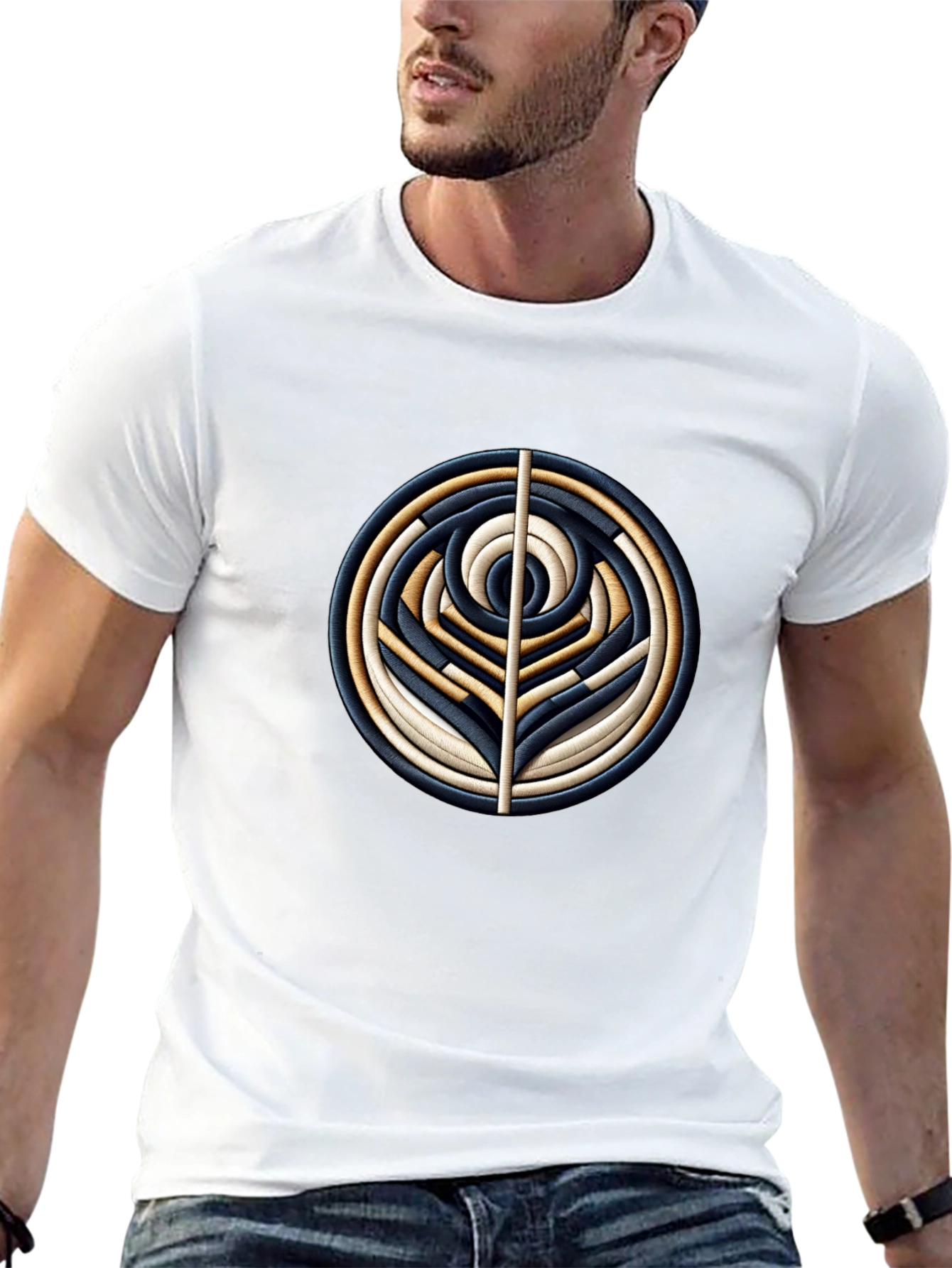 Abstract Geometric Circle Art Black T-Shirt