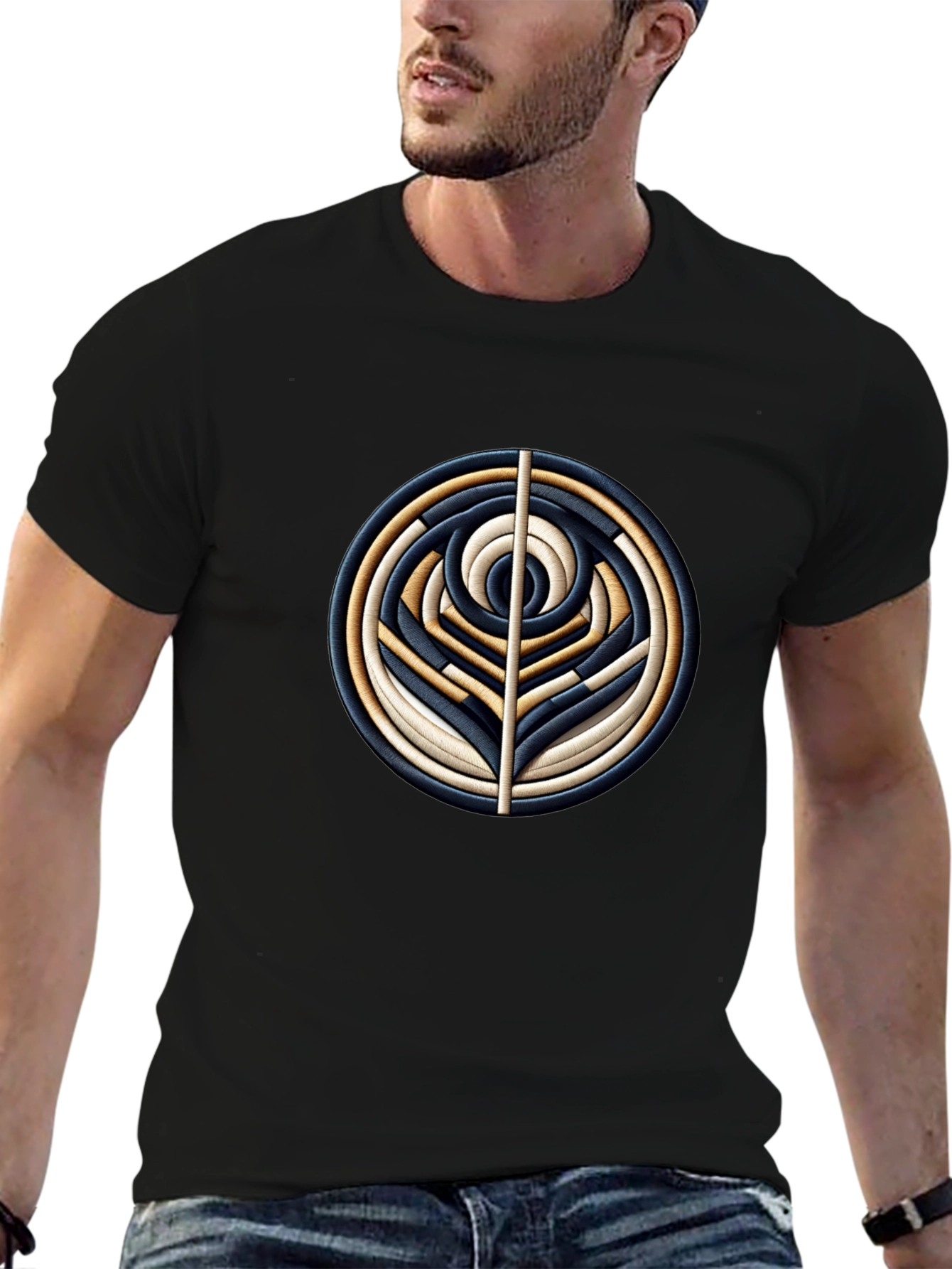 Abstract Geometric Circle Art Black T-Shirt