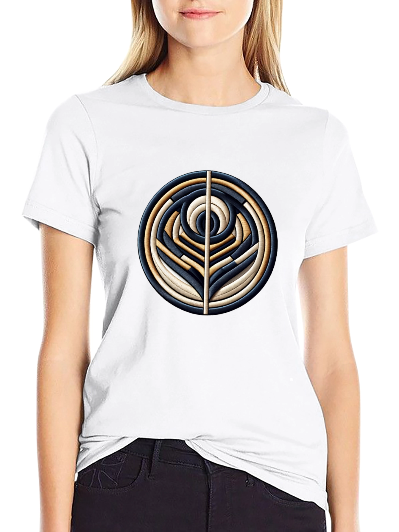 Abstract Geometric Circle Art Black T-Shirt