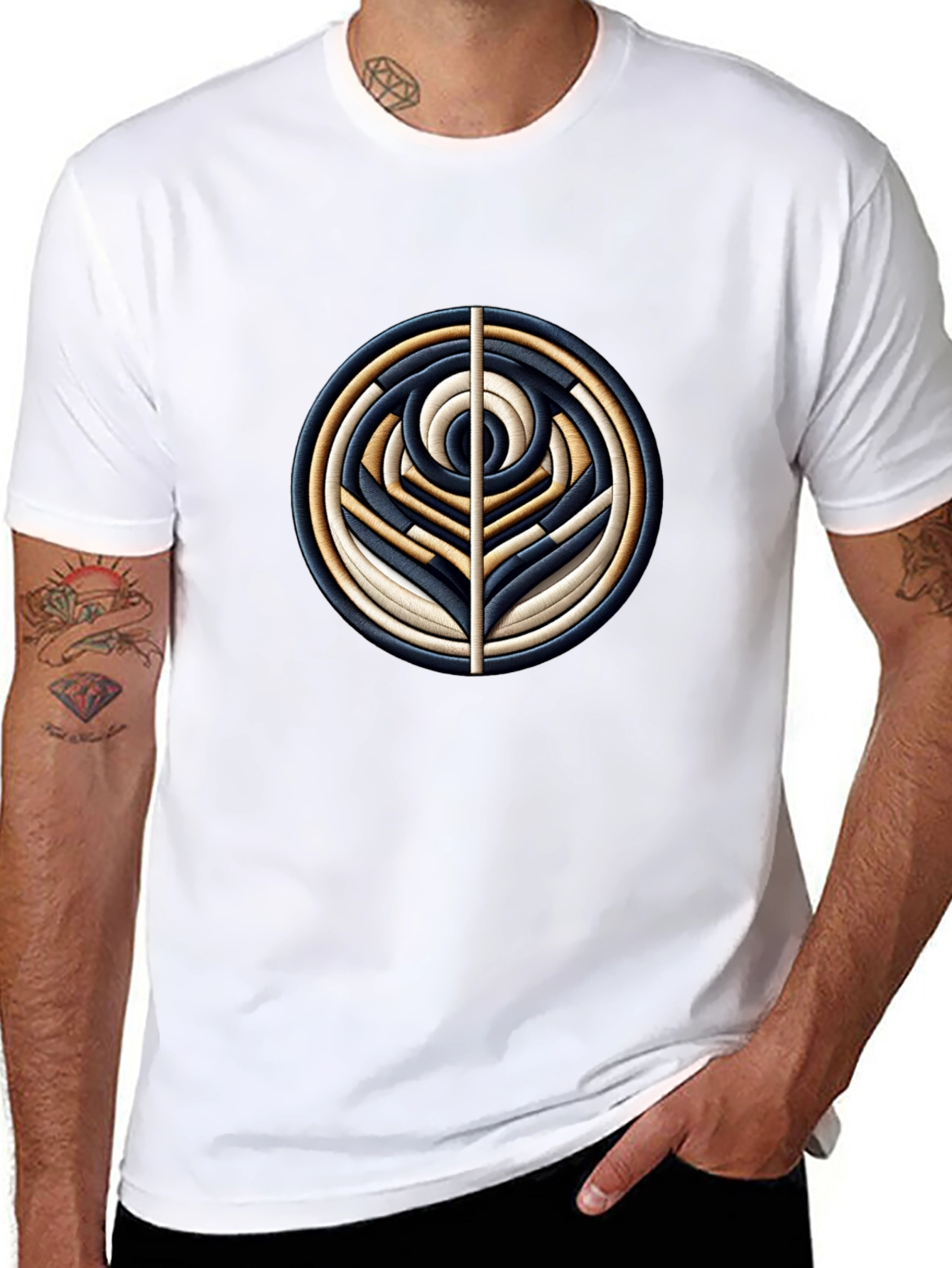 Abstract Geometric Circle Art Black T-Shirt