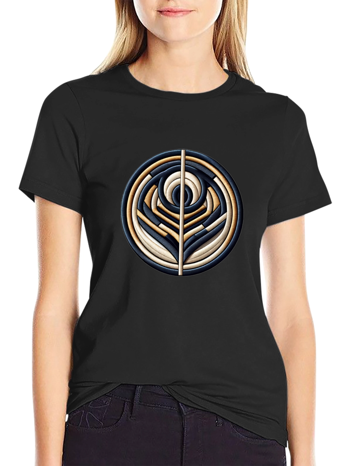 Abstract Geometric Circle Art Black T-Shirt