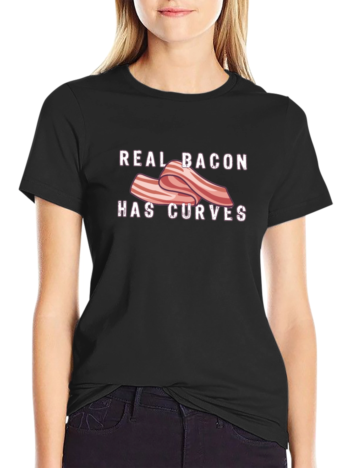 Real Bacon Has Curves Graphic T-Shirt