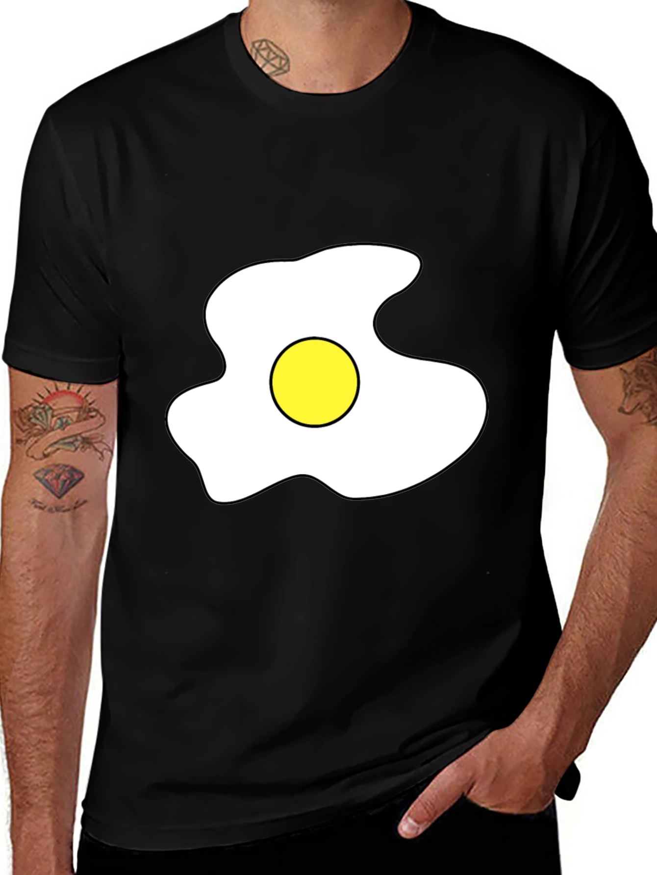 Fried Egg Graphic Tee - Casual Black T-Shirt