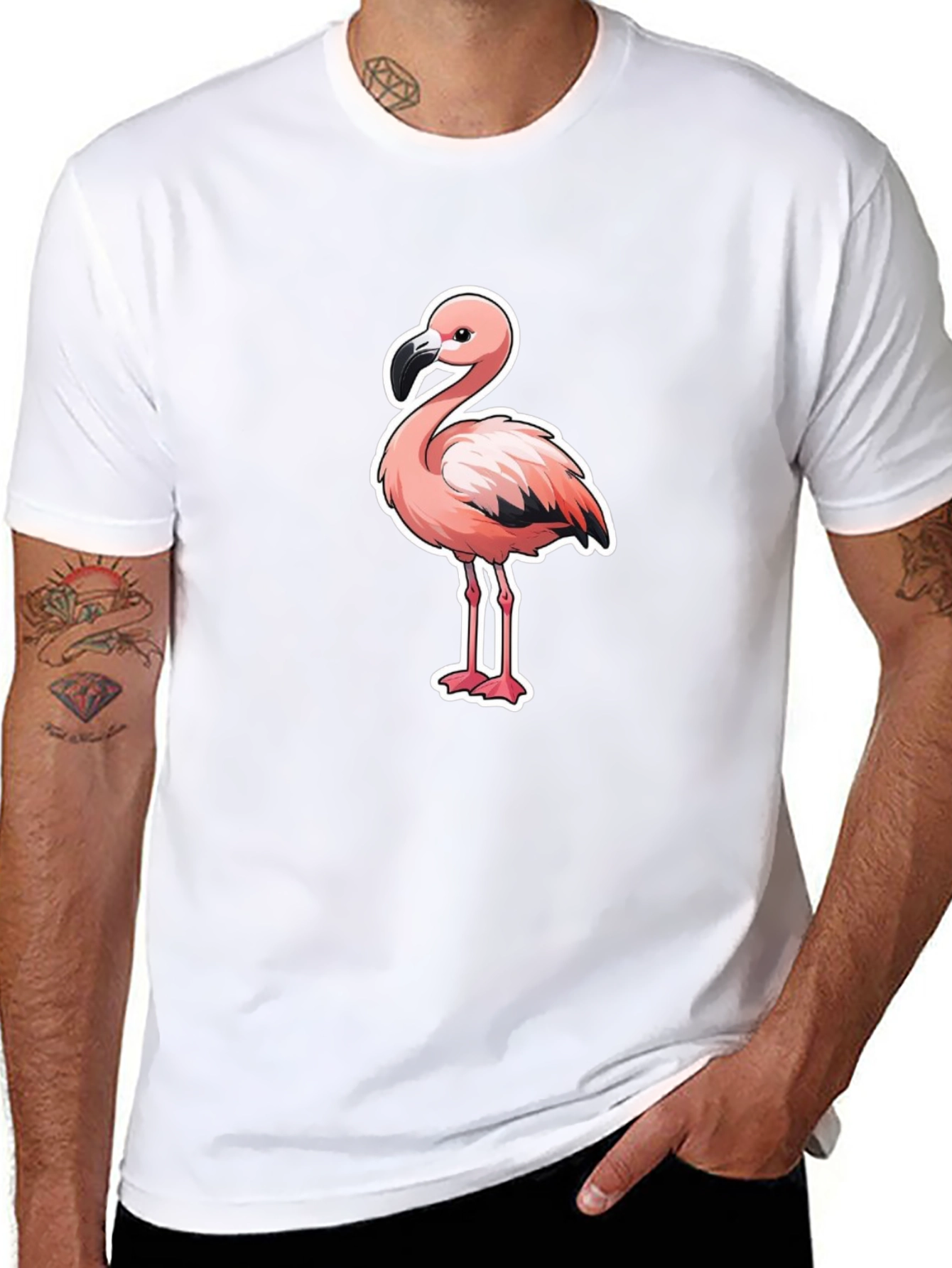Flamingo Graphic T-Shirt - Black Cotton Tee