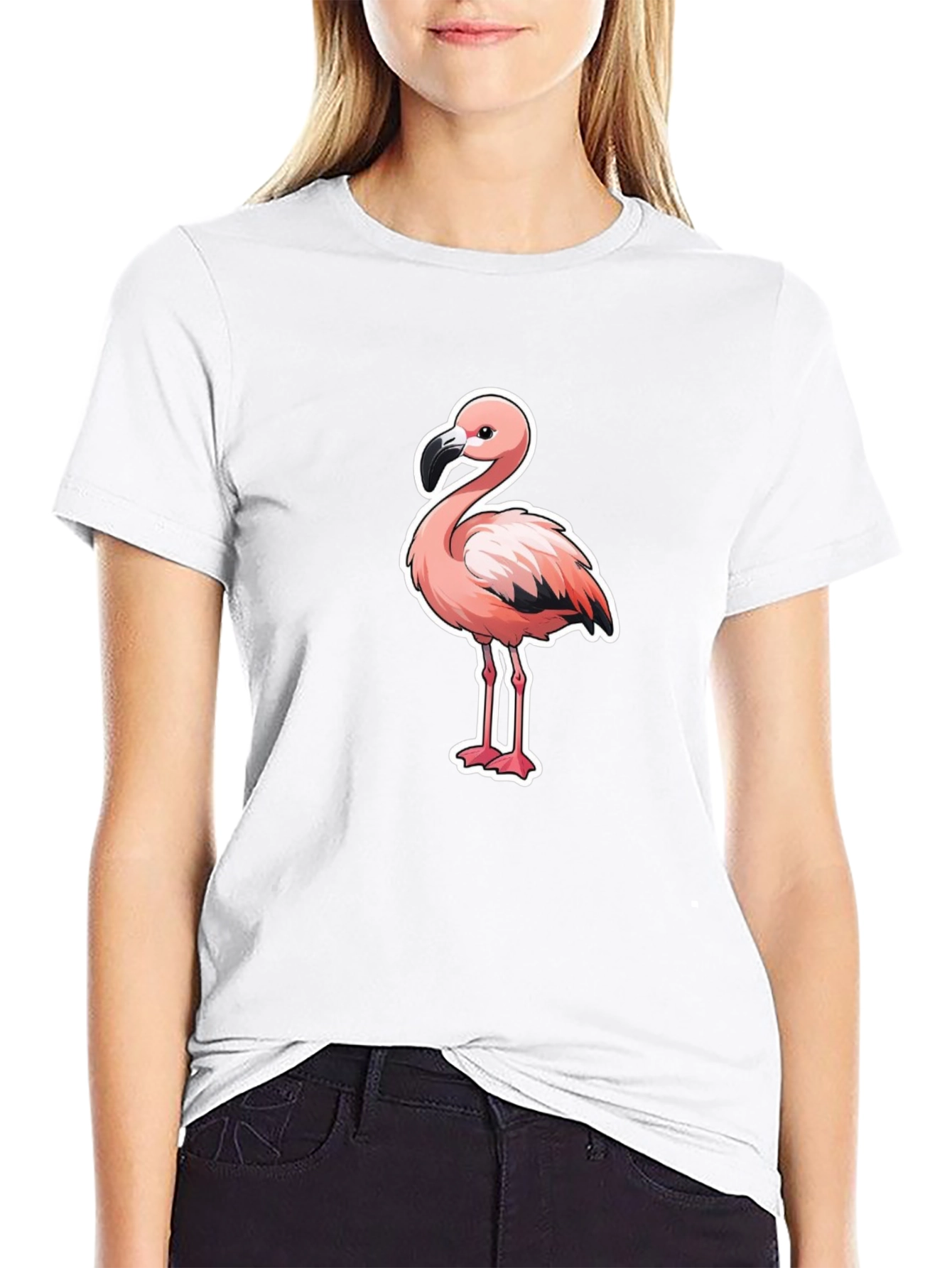 Flamingo Graphic T-Shirt - Black Cotton Tee