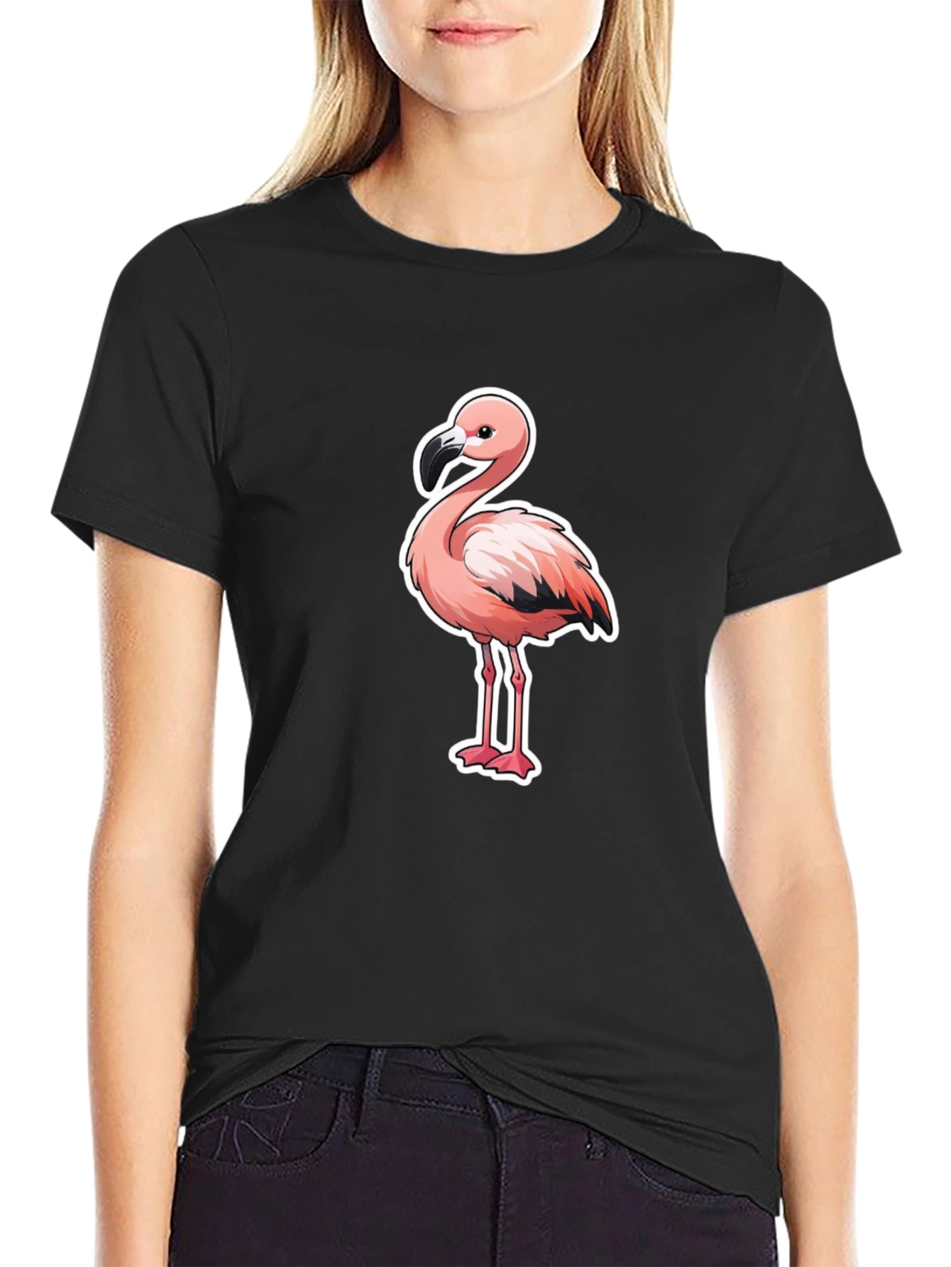 Flamingo Graphic T-Shirt - Black Cotton Tee