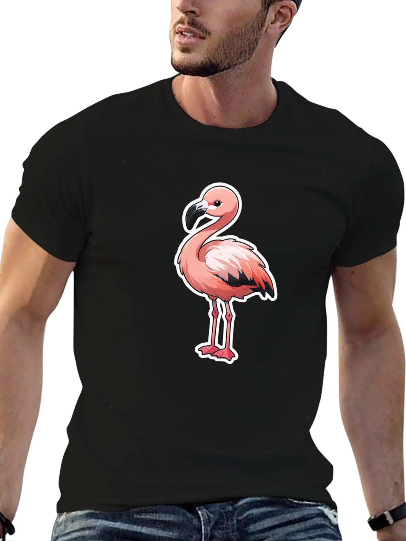 Flamingo Graphic T-Shirt - Black Cotton Tee