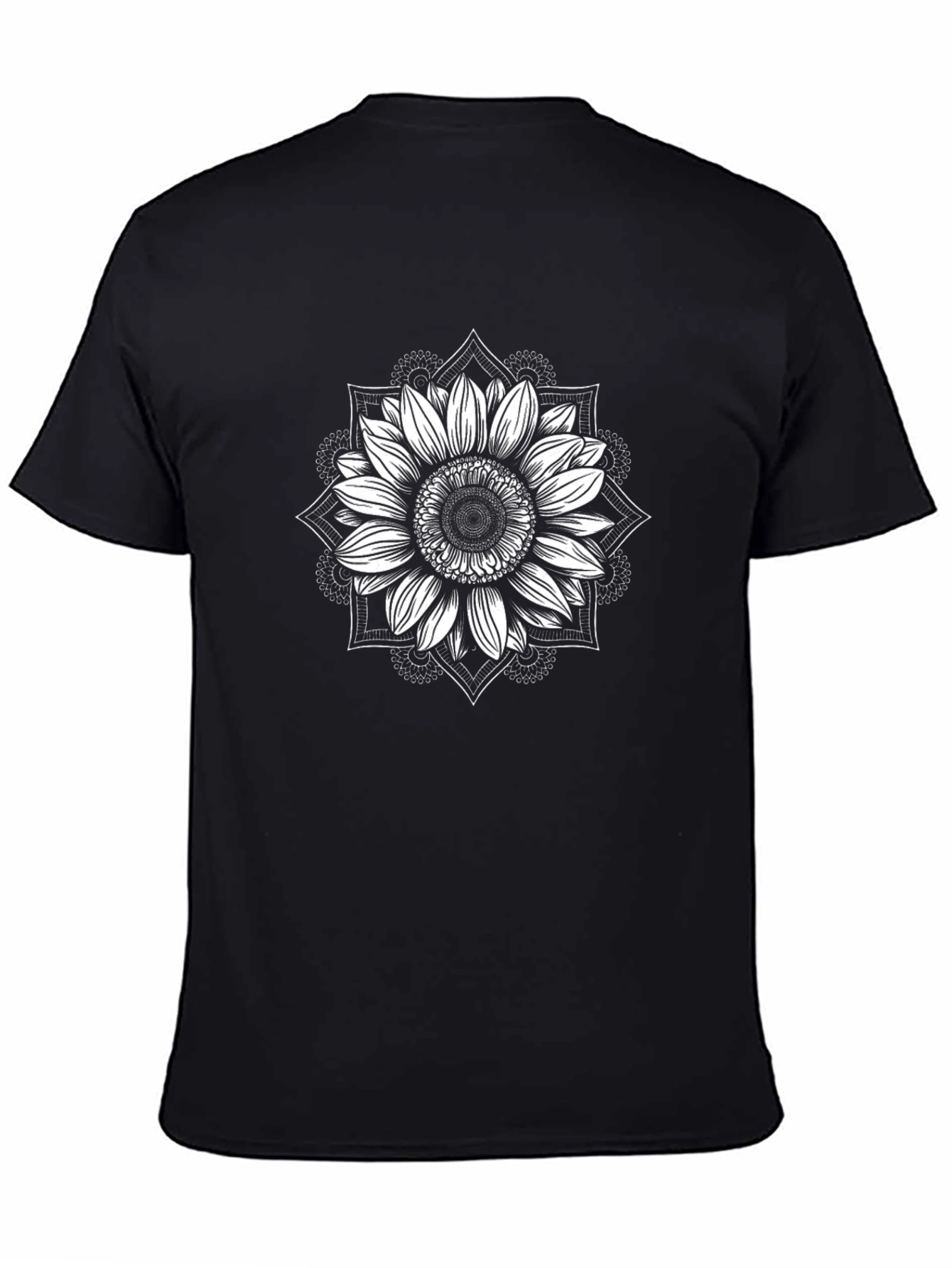 Sunflower Mandala Black T-Shirt