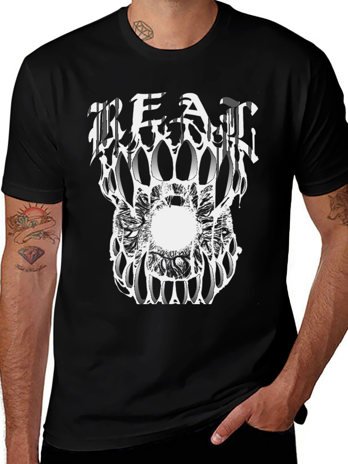 Surreal Graphic Print Black T-Shirt
