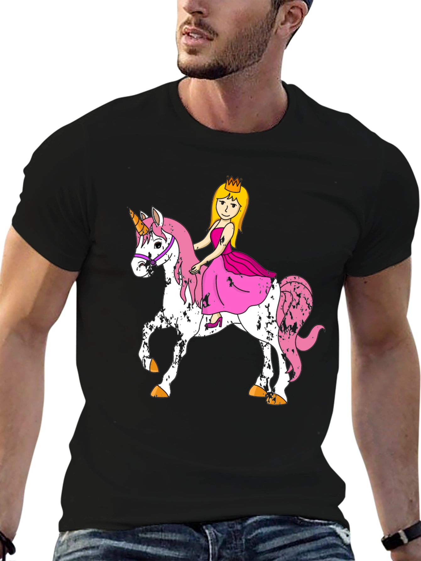 Princess Riding Unicorn Graphic T-Shirt